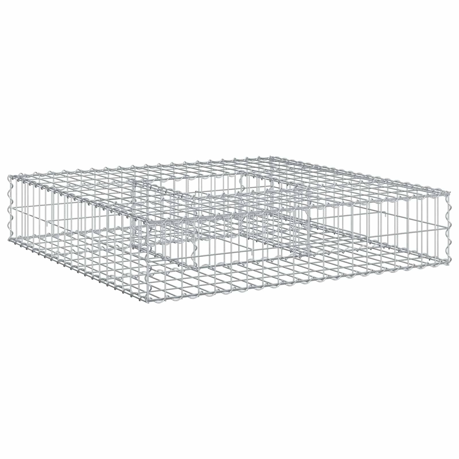 vidaXL Gabionen Hochbeet Silber 100 x 100 x 20 cm Verzinkter Stahl