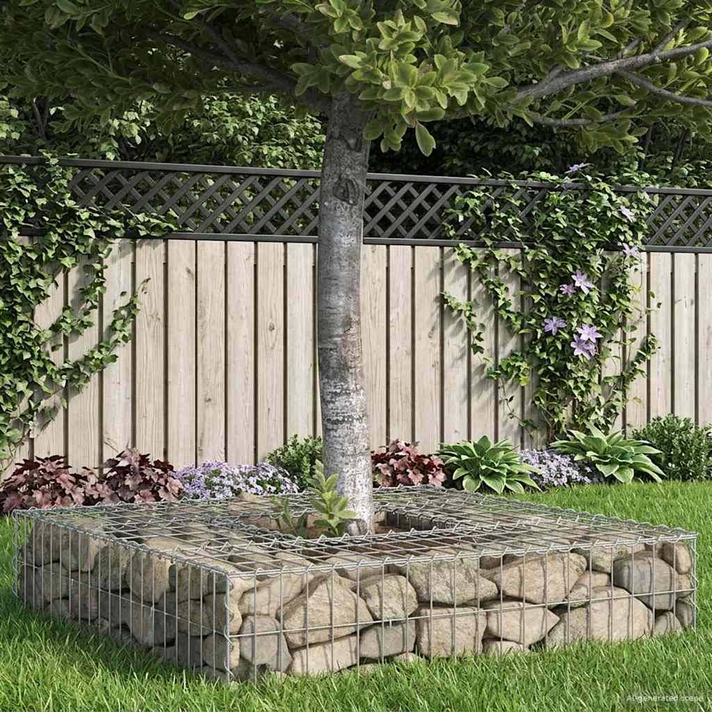 vidaXL Gabionen Hochbeet Silber 100 x 100 x 20 cm Verzinkter Stahl
