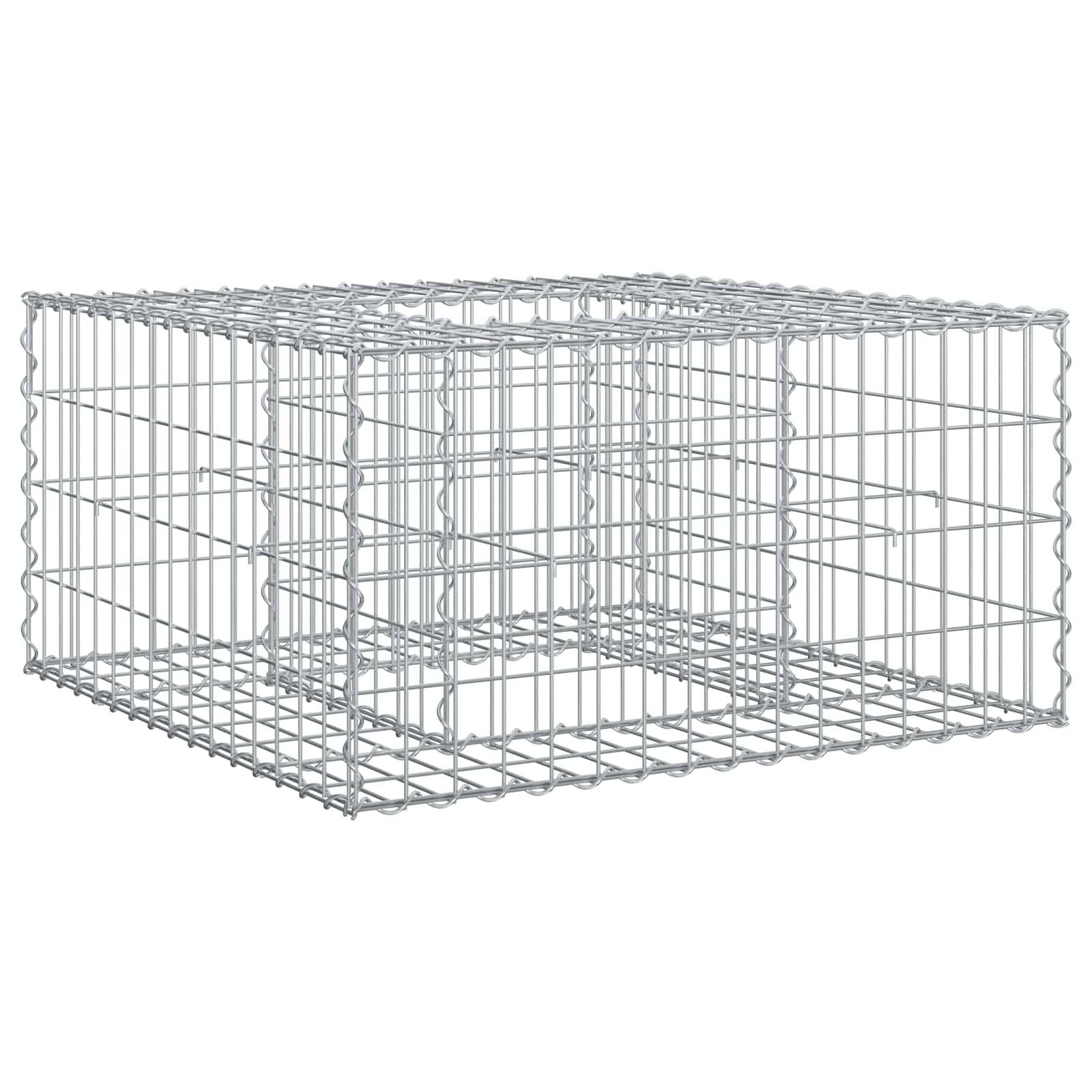 vidaXL Gabionen Hochbeet Silber 80 x 80 x 40 cm Verzinkter Stahl