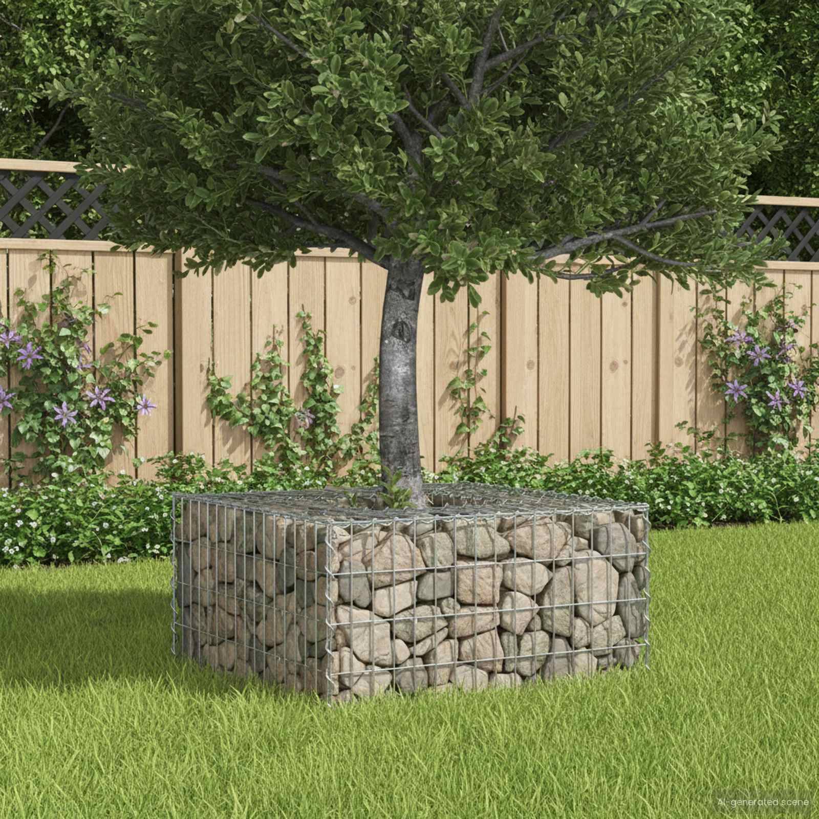 vidaXL Gabionen Hochbeet Silber 80 x 80 x 40 cm Verzinkter Stahl
