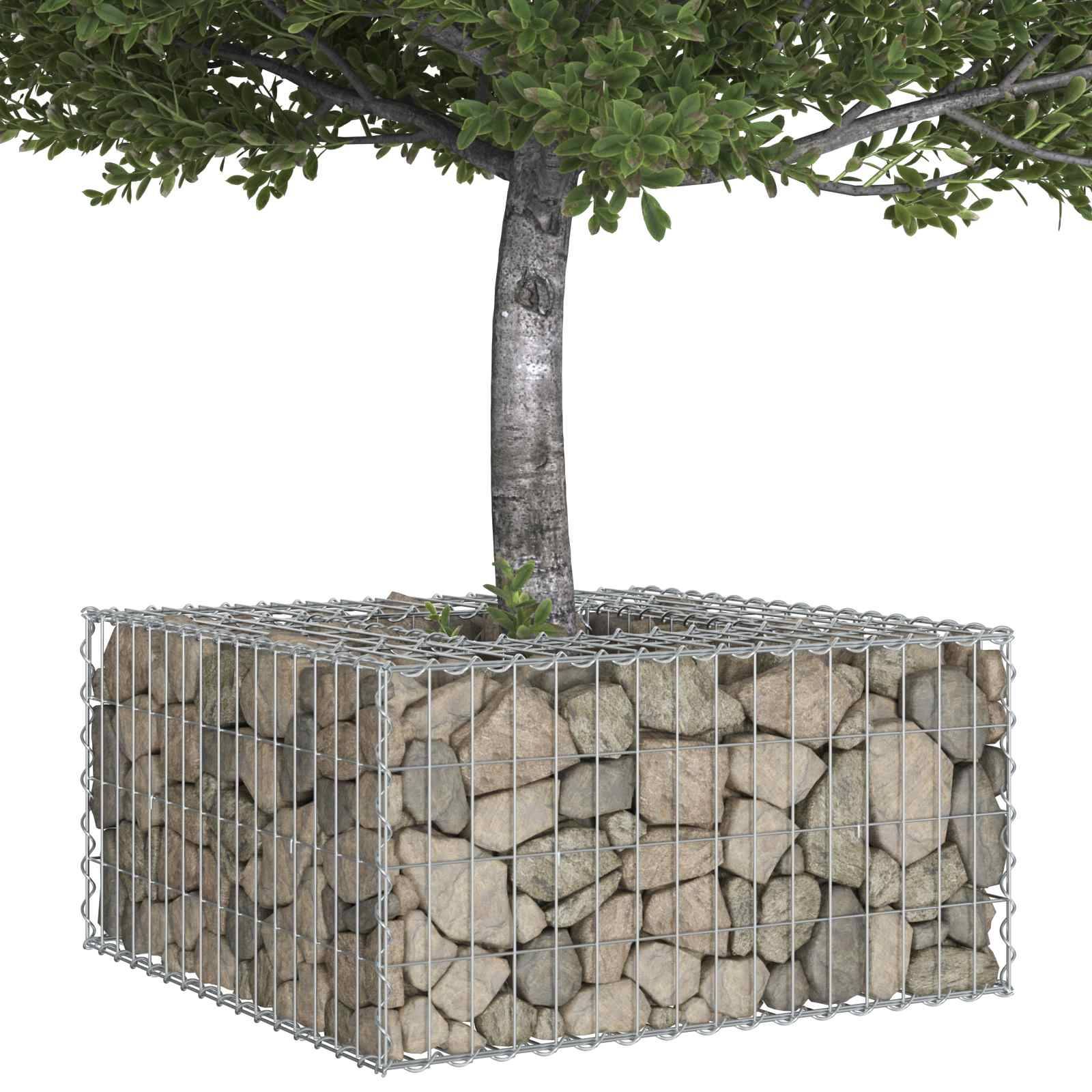 vidaXL Gabionen Hochbeet Silber 80 x 80 x 40 cm Verzinkter Stahl