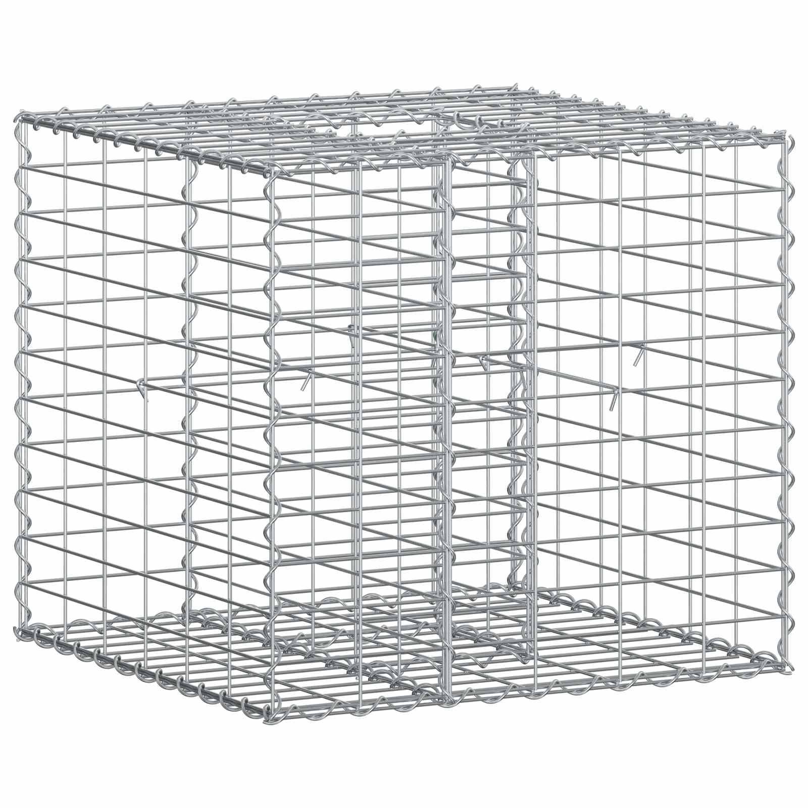 vidaXL Gabionen Hochbeet Silber 60 x 60 x 55 cm Verzinkter Stahl