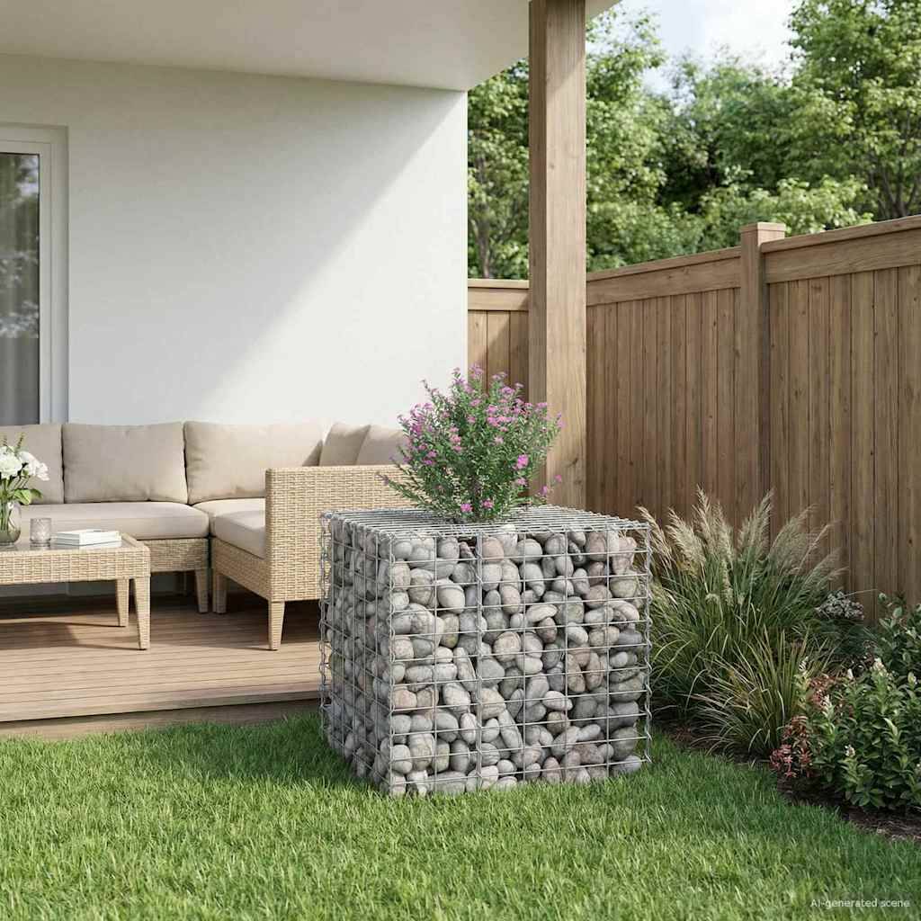 vidaXL Gabionen Hochbeet Silber 60 x 60 x 55 cm Verzinkter Stahl