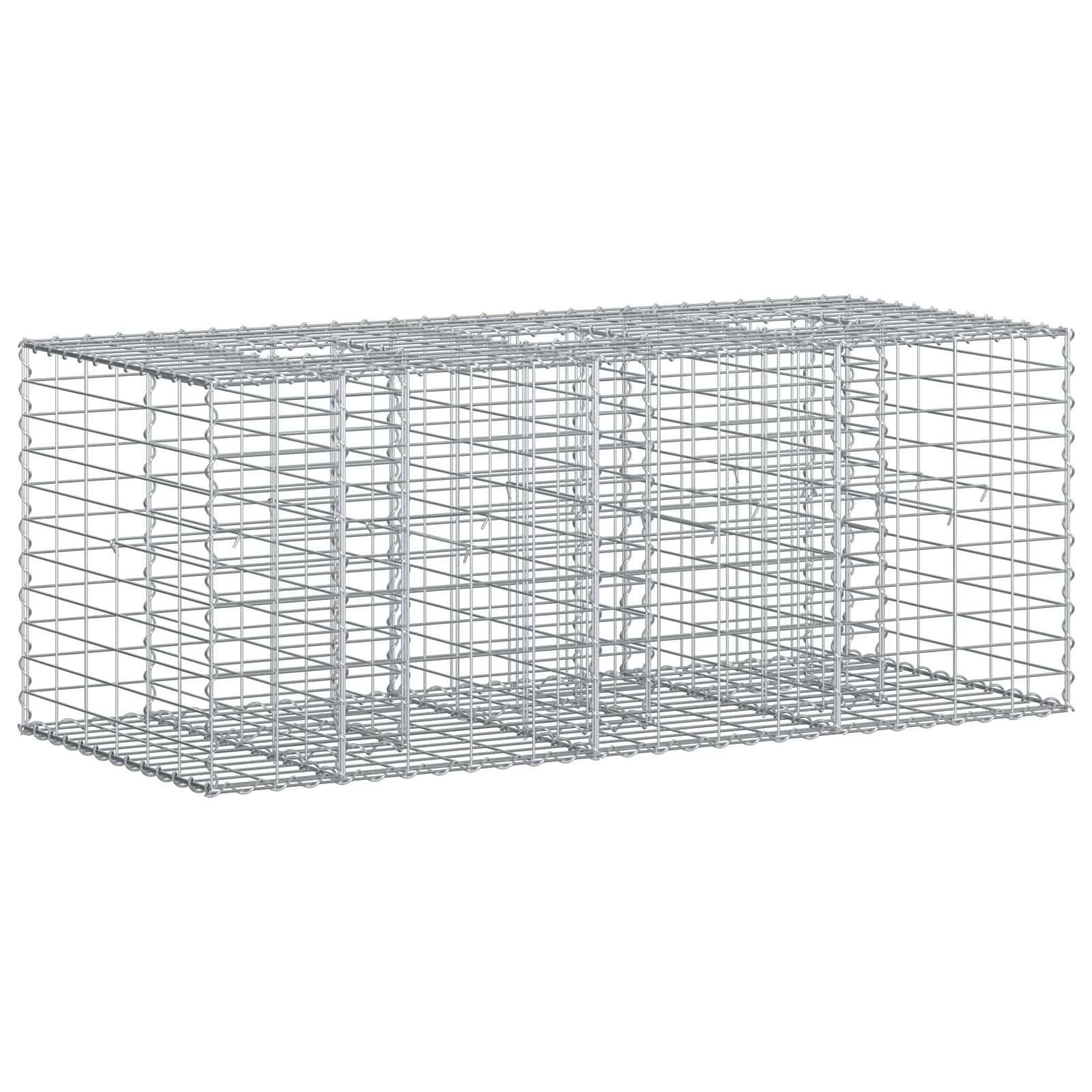 vidaXL Gabionen Hochbeet Silber 140 x 60 x 55 cm Verzinkter Stahl