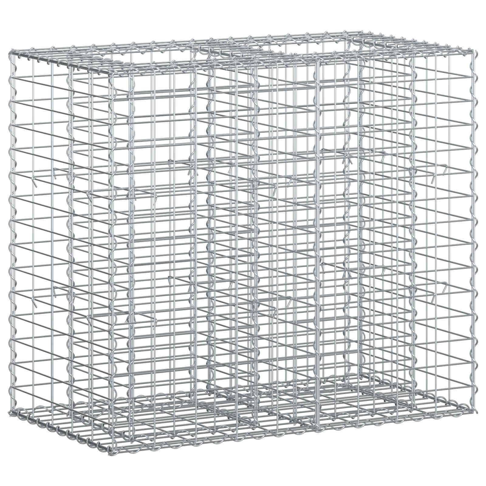 vidaXL Gabionen Hochbeet Silber 90 x 50 x 80 cm Verzinkter Stahl