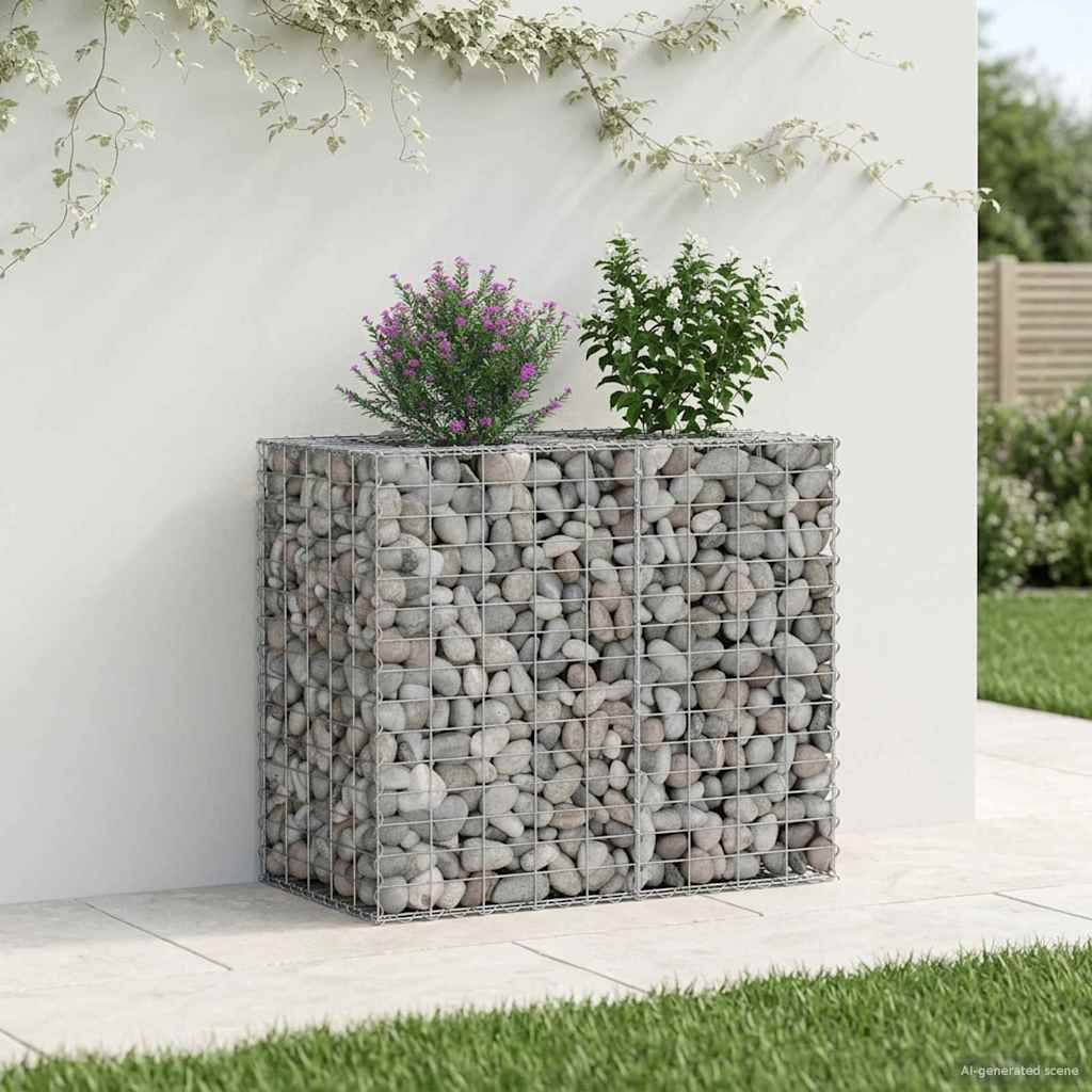 vidaXL Gabionen Hochbeet Silber 90 x 50 x 80 cm Verzinkter Stahl