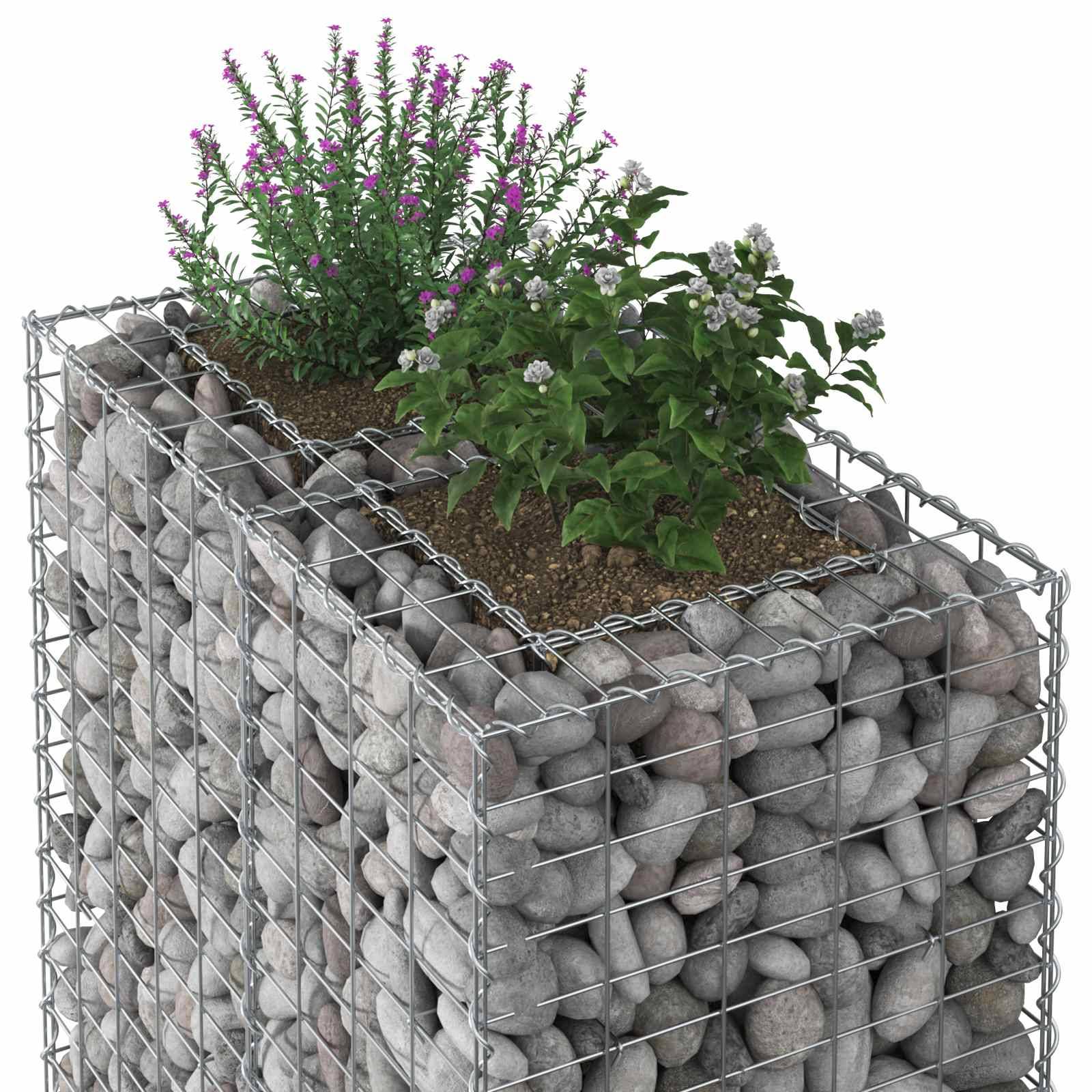 vidaXL Gabionen Hochbeet Silber 90 x 50 x 150 cm Verzinkter Stahl