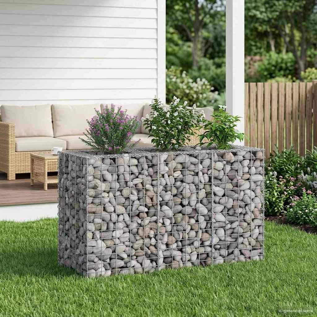 vidaXL Gabionen-Hochbeet Silber 130 x 50 x 80 cm verzinktem Stahl