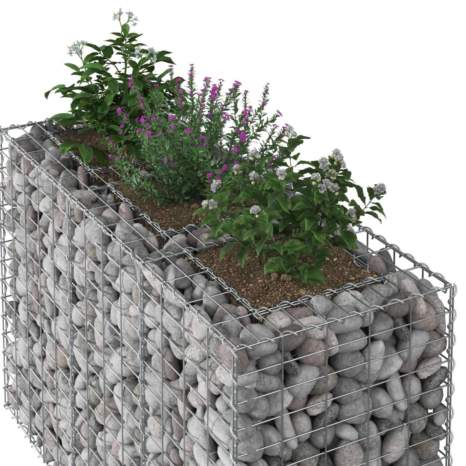 vidaXL Gabionen-Hochbeet Silber 130 x 50 x 80 cm verzinktem Stahl