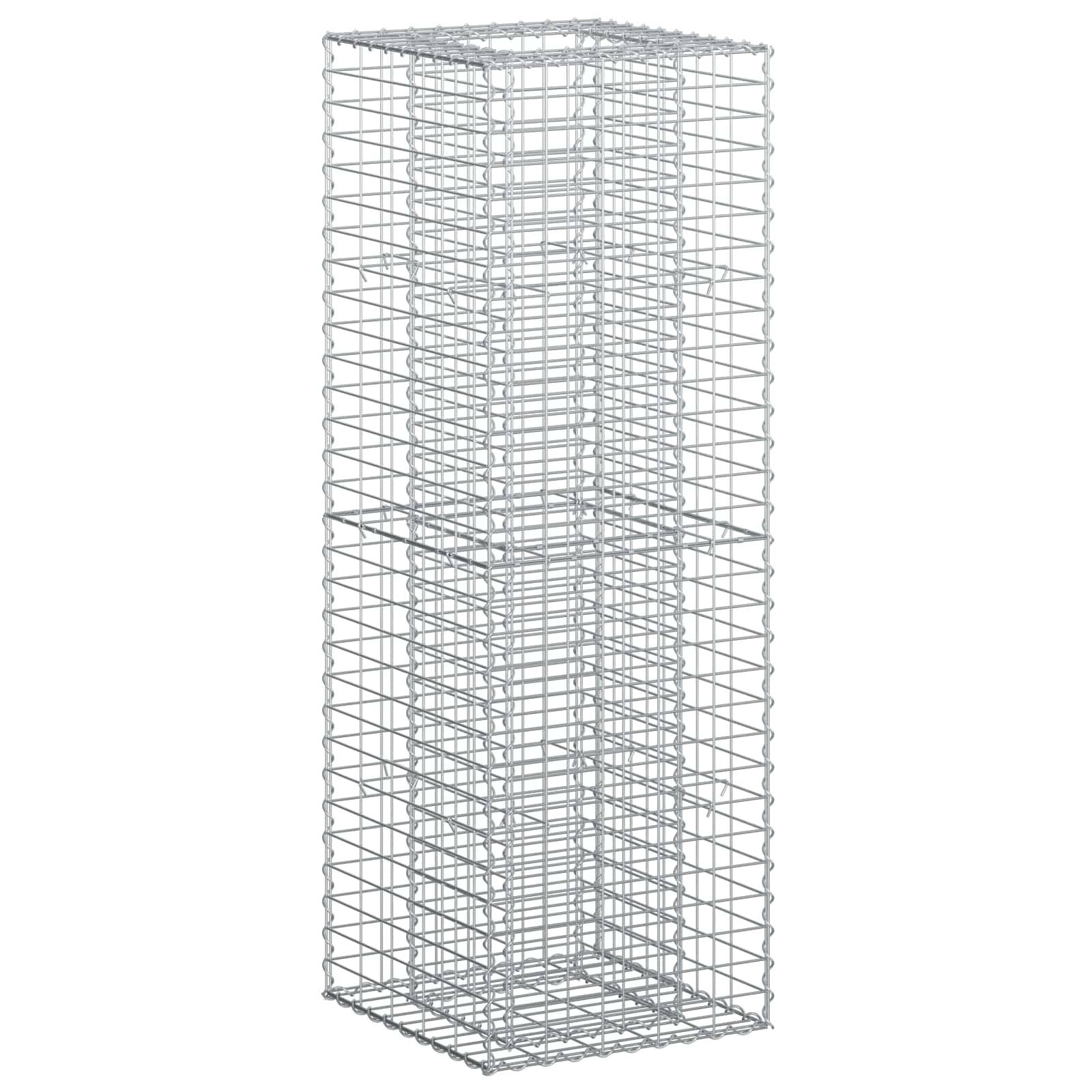 vidaXL Gabionen Hochbeet Silber 50 x 50 x 150 cm Verzinkter Stahl