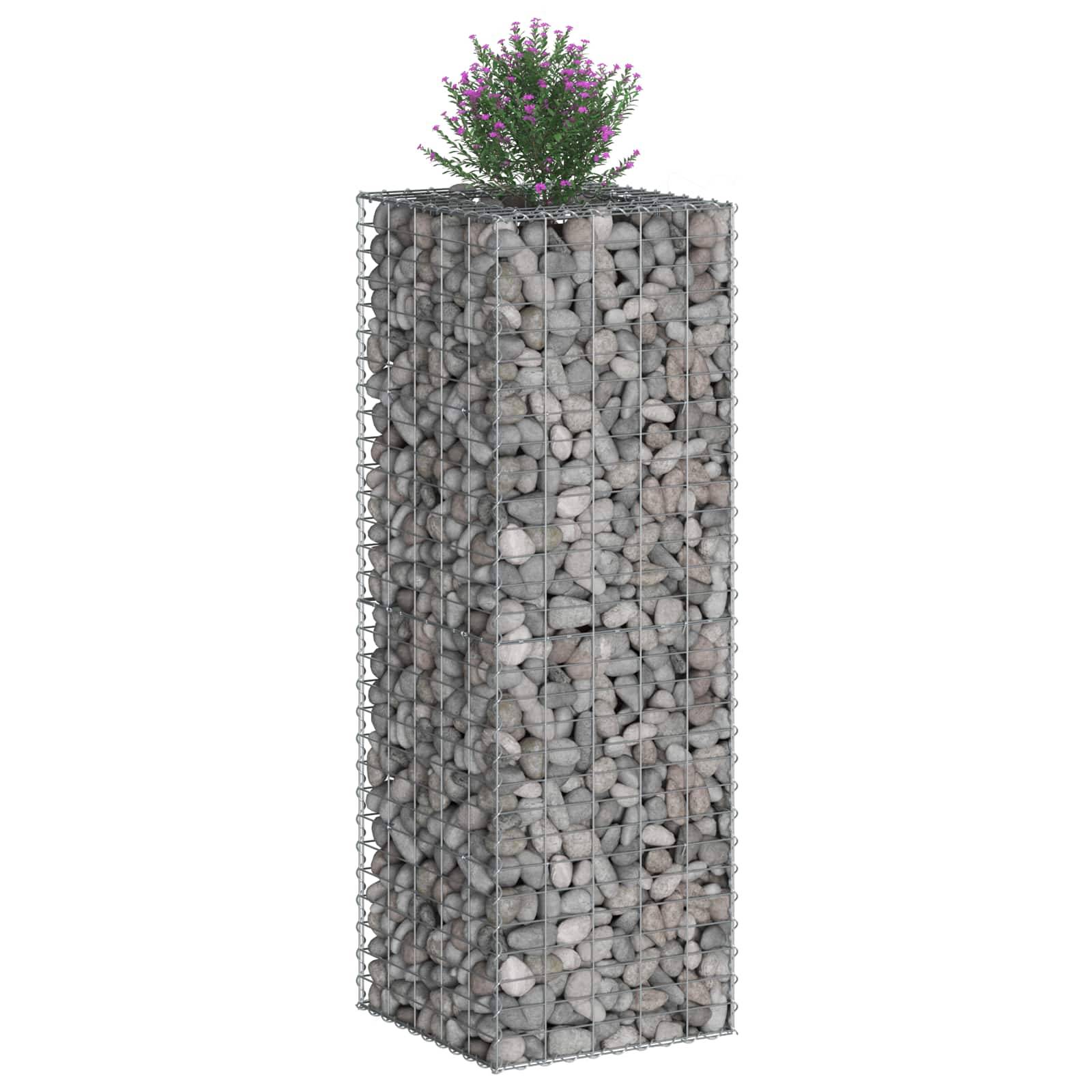 vidaXL Gabionen Hochbeet Silber 50 x 50 x 150 cm Verzinkter Stahl