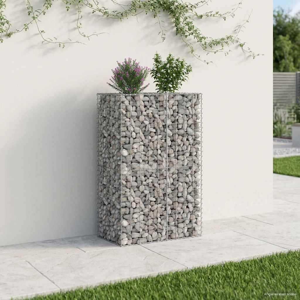 vidaXL Gabionen Hochbeet Silber 90 x 50 x 150 cm Verzinkter Stahl