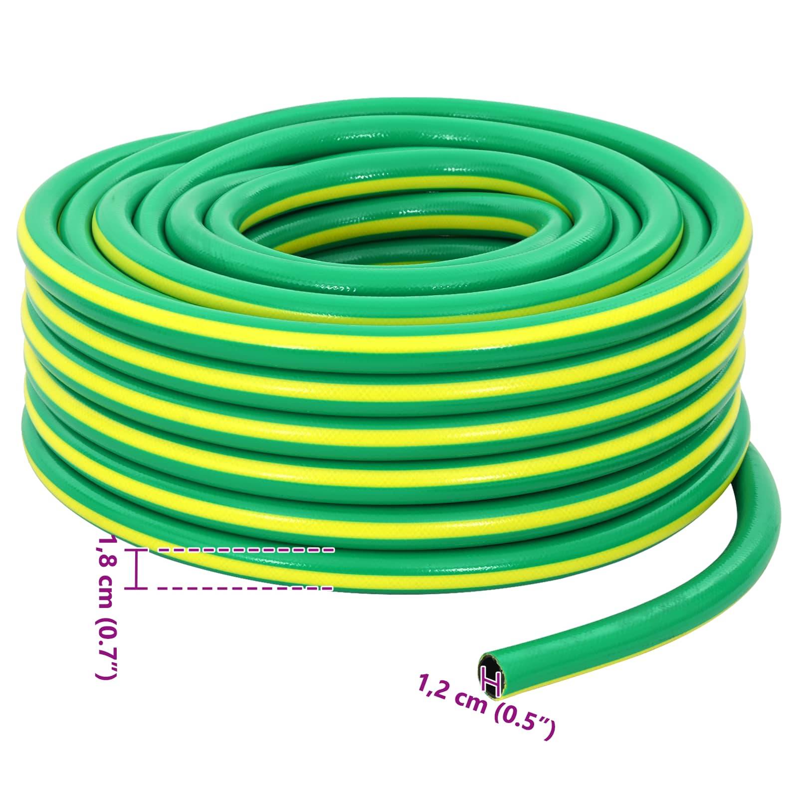 vidaXL Gartenschlauch 5-lagig Grün und Gelb 1 / 2'' 30 m PVC