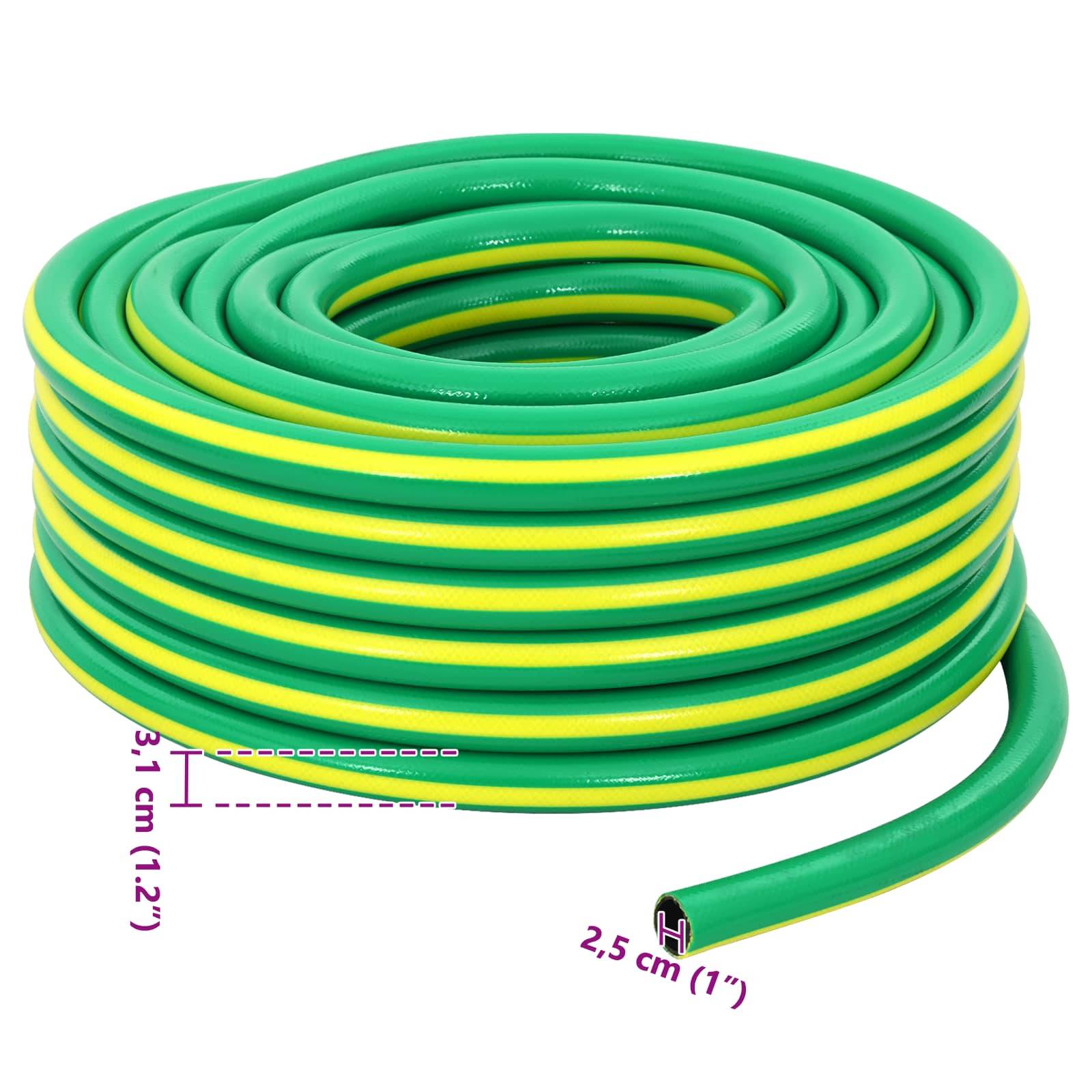vidaXL Gartenschlauch 5-lagig Grün und Gelb 1" 10 m PVC