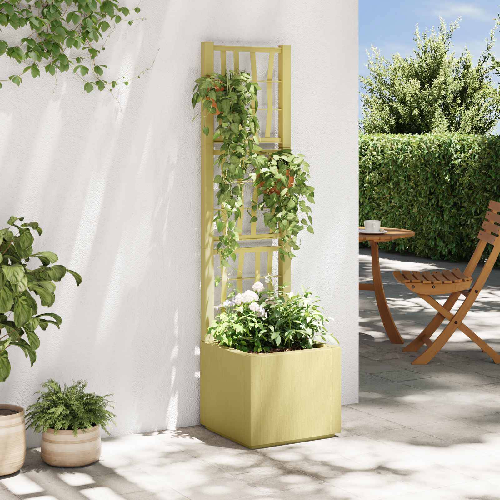 vidaXL Gartenpflanzer mit Gitter Grün 36 x 36 x 140 cm PP