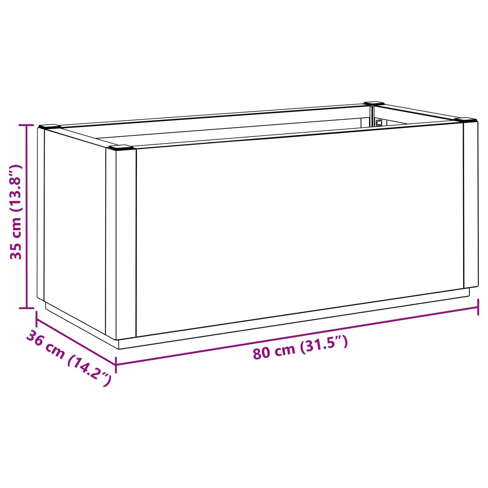 vidaXL Garten-Blumenkasten Braun 80 x 36 x 35 cm PP