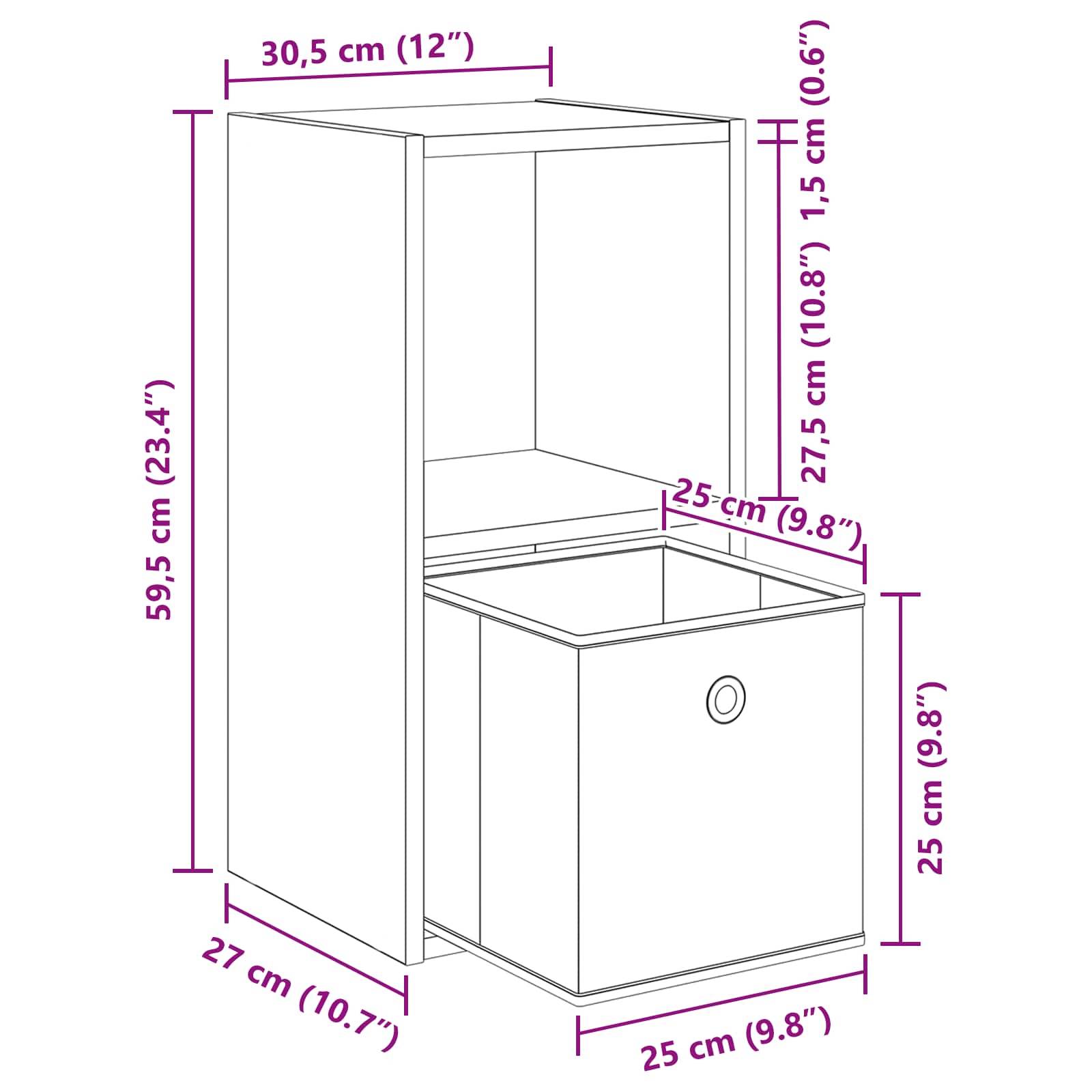 vidaXL Nachttisch 2 pcs Sonoma-Eiche 30,5 x 27 x 59,5 cm Holzwerkstoff