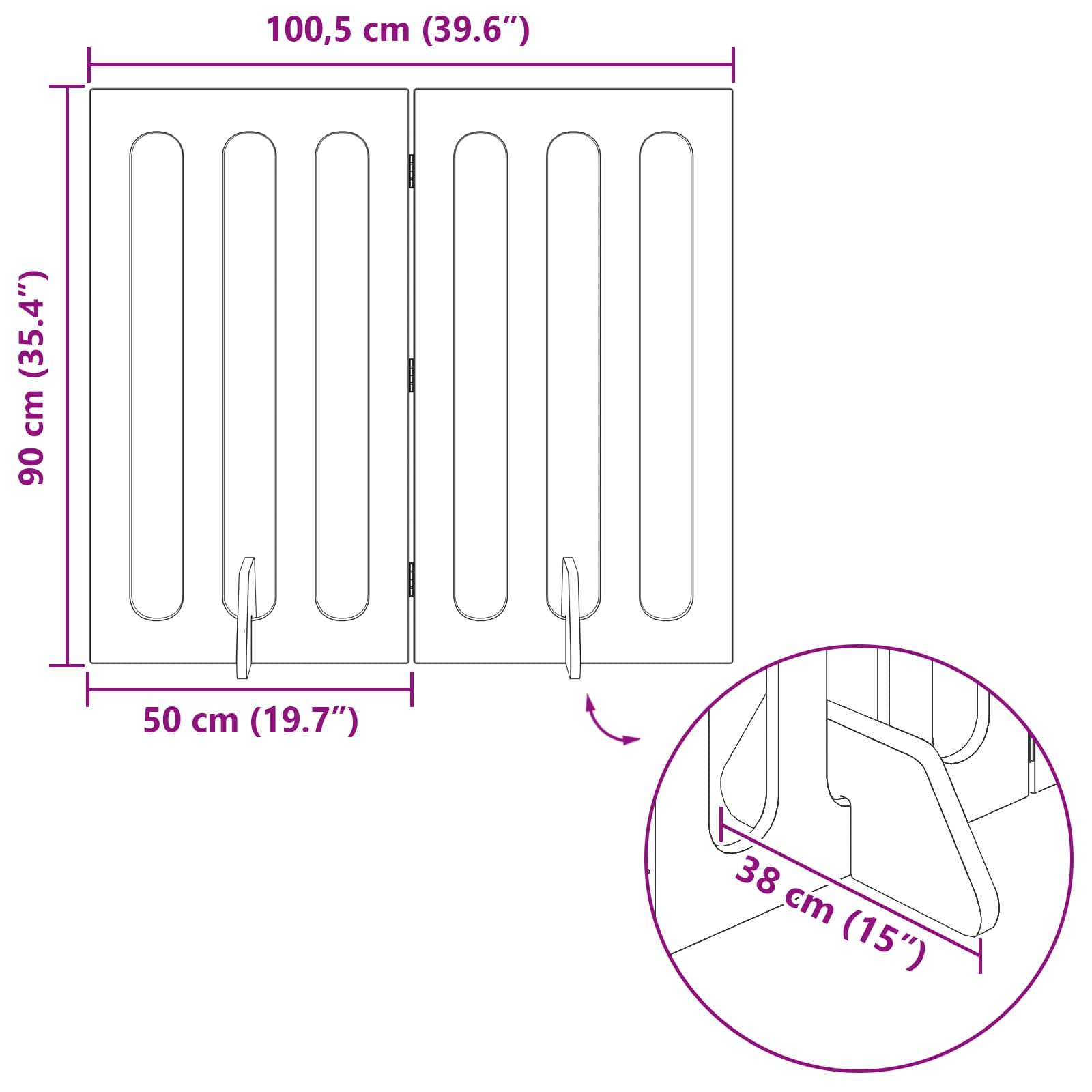 vidaXL Faltbarer Haustierzaun 2 pcs Graues Sonoma 100,5 x 38 x 90 cm