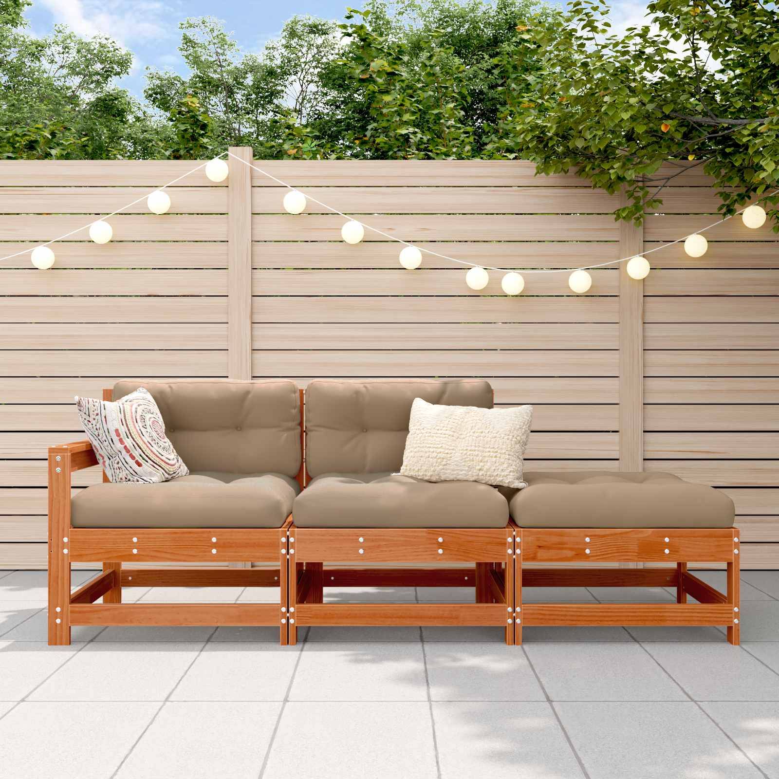 vidaXL Sectional Sofa Einheiten Wachsbraun 190 x 62 x 70,5cm