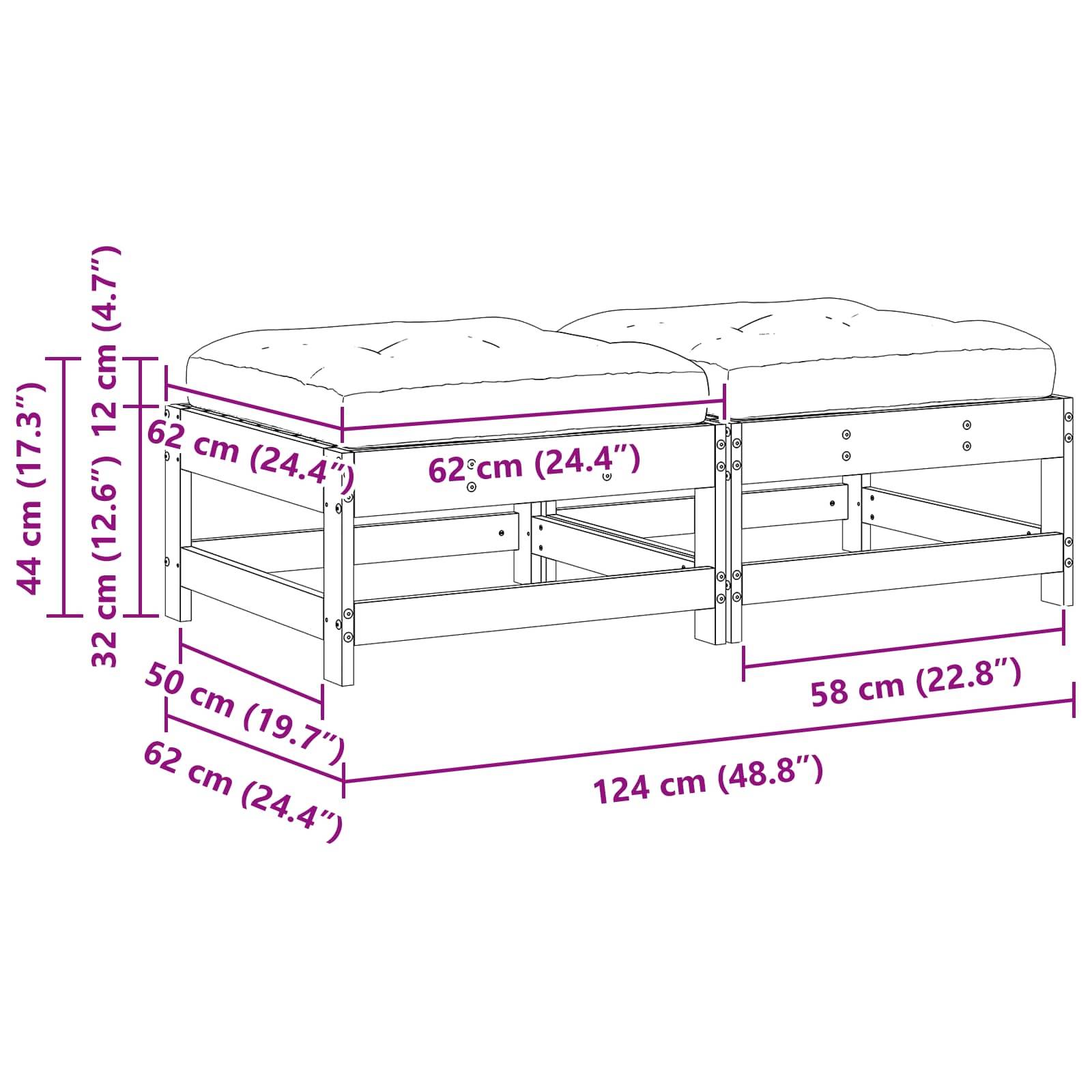 vidaXL Gartenfußstütze Massives Kiefernholz Wachsbraun