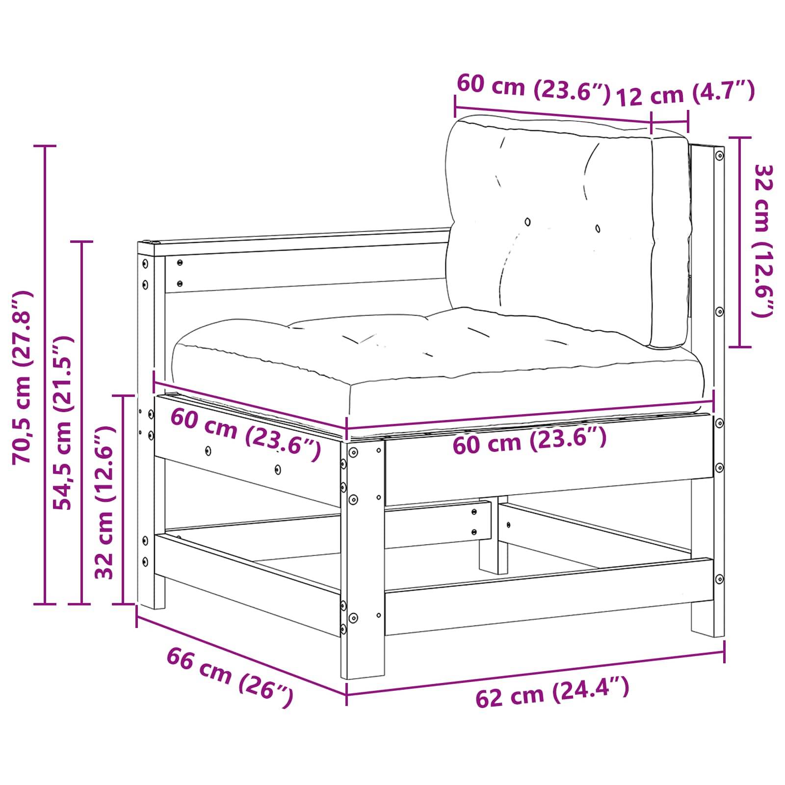 vidaXL Gartenecksofa Massives Kiefernholz Wachsbraun