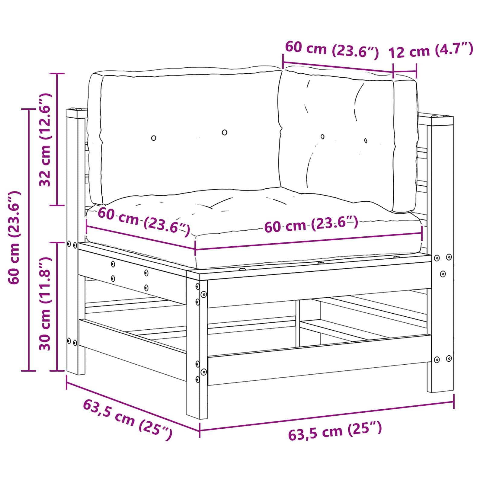 vidaXL Gartenecksofa Massives Kiefernholz Wachsbraun