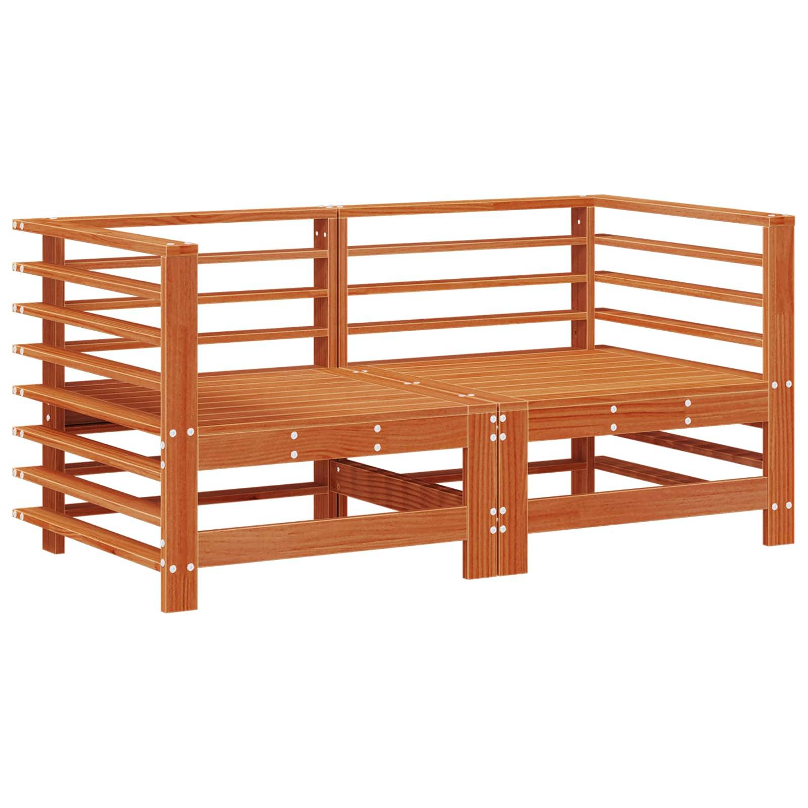 vidaXL Gartenecksofa Massives Kiefernholz Wachsbraun