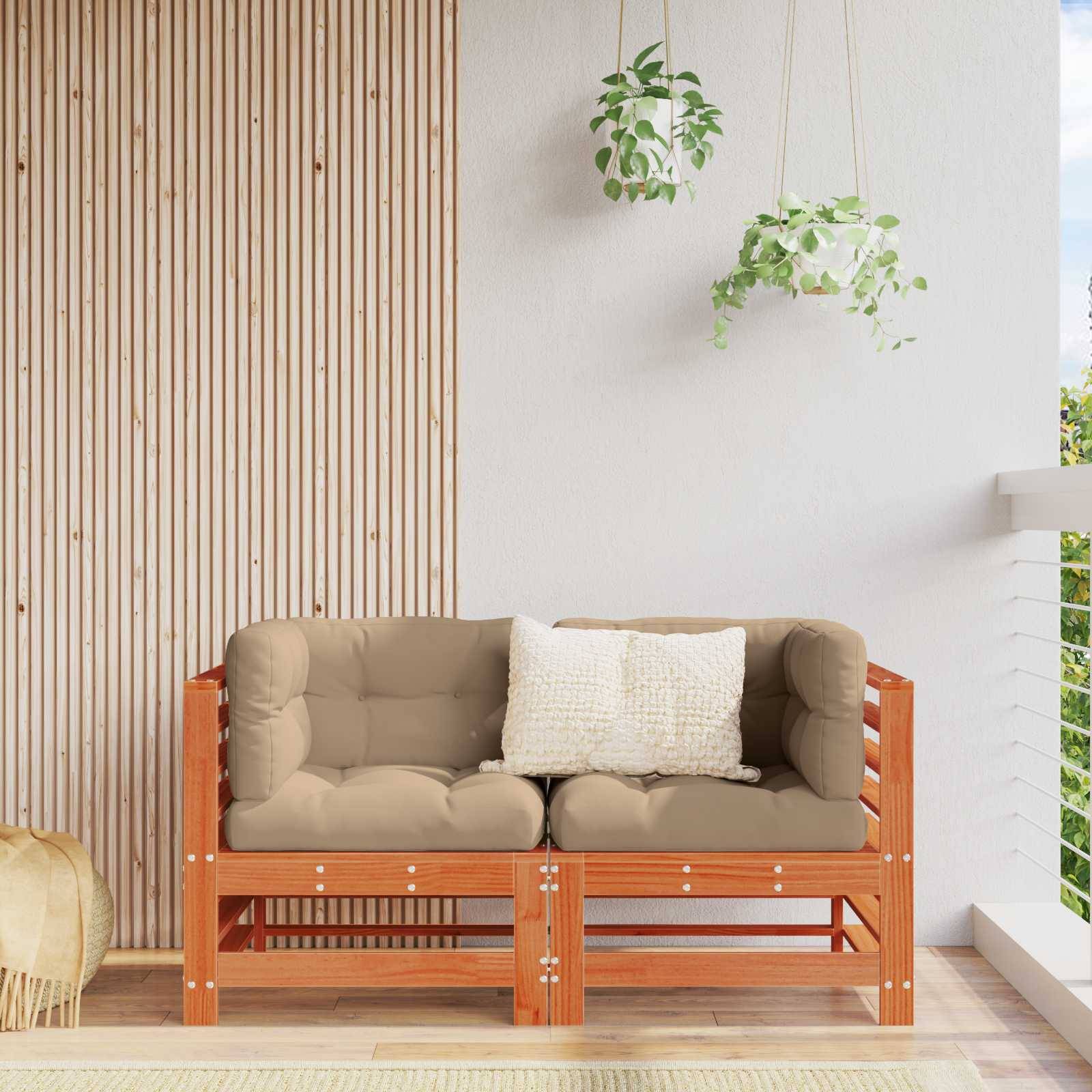 vidaXL Gartenecksofa Massives Kiefernholz Wachsbraun