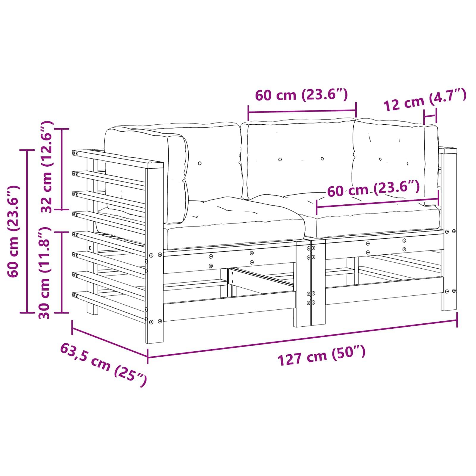 vidaXL Gartenecksofa Massives Kiefernholz Wachsbraun