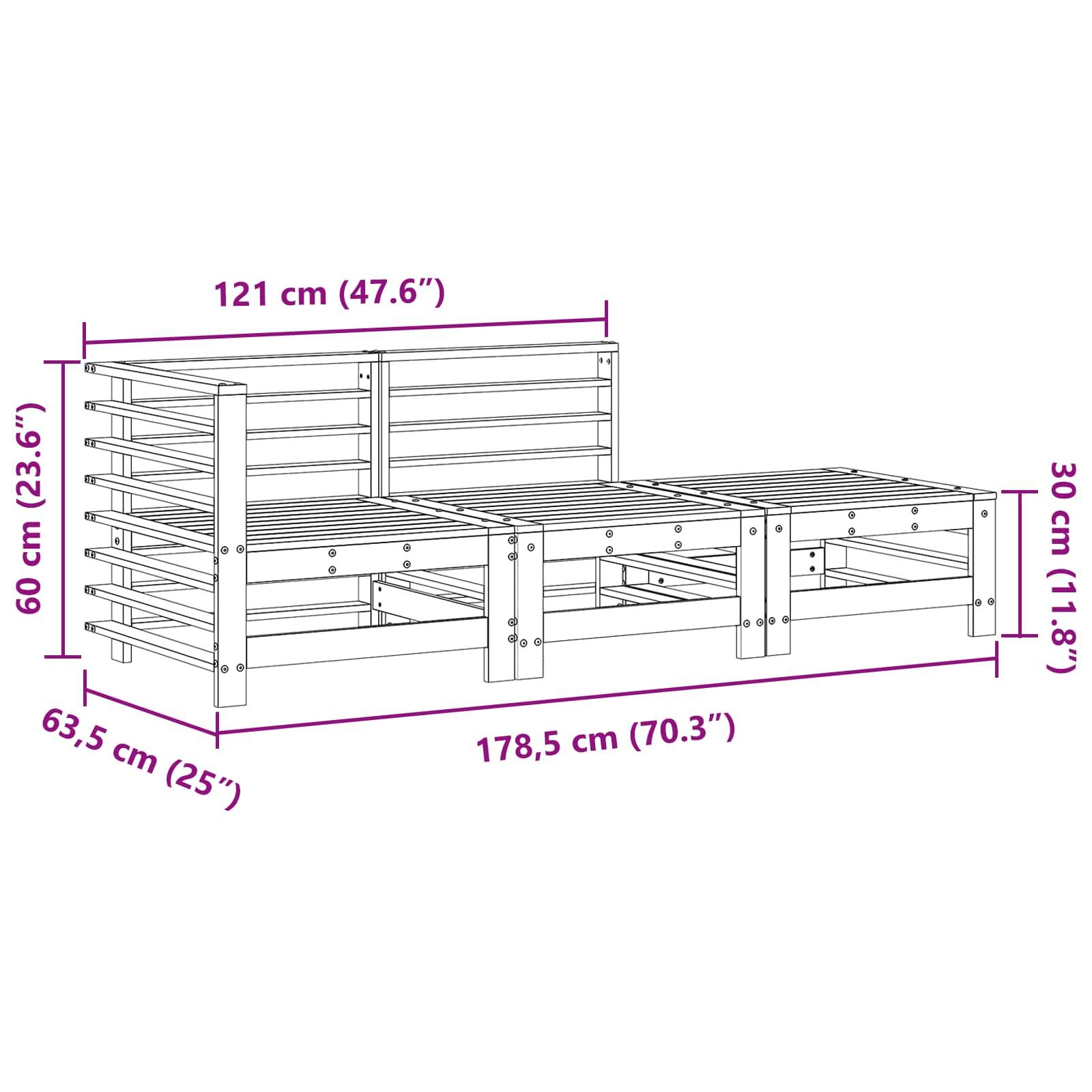 vidaXL Sectional Sofa Einheiten 3 Stück Wachsbraun
