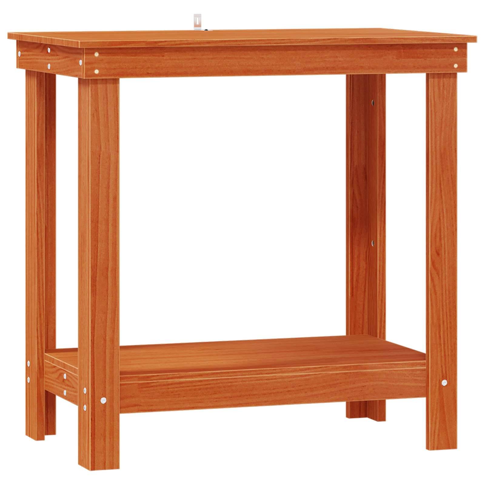 vidaXL Werkbank Wachsbraun 80 x 50 x 80 cm Massives Kiefernholz