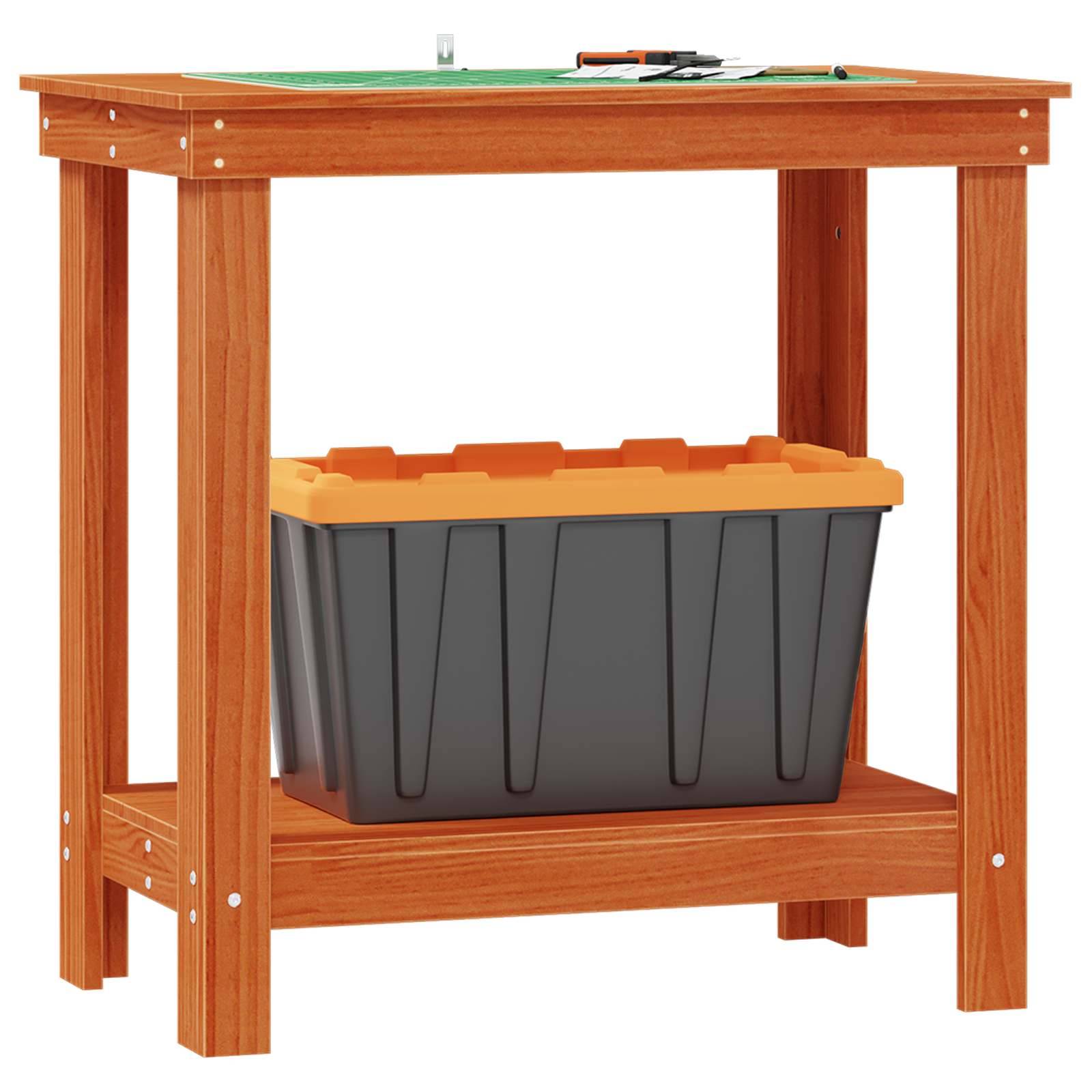 vidaXL Werkbank Wachsbraun 80 x 50 x 80 cm Massives Kiefernholz