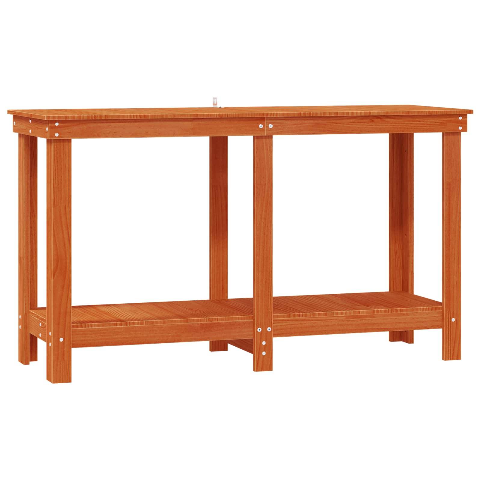 vidaXL Werkbank Wachsbraun 140 x 50 x 80 cm Massives Kiefernholz
