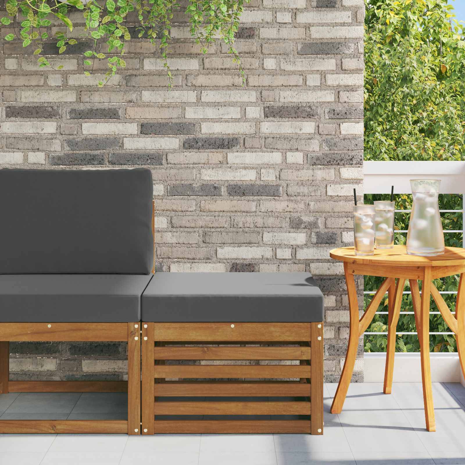 vidaXL Outdoor-Fußhocker Massivholz Akazie Natur