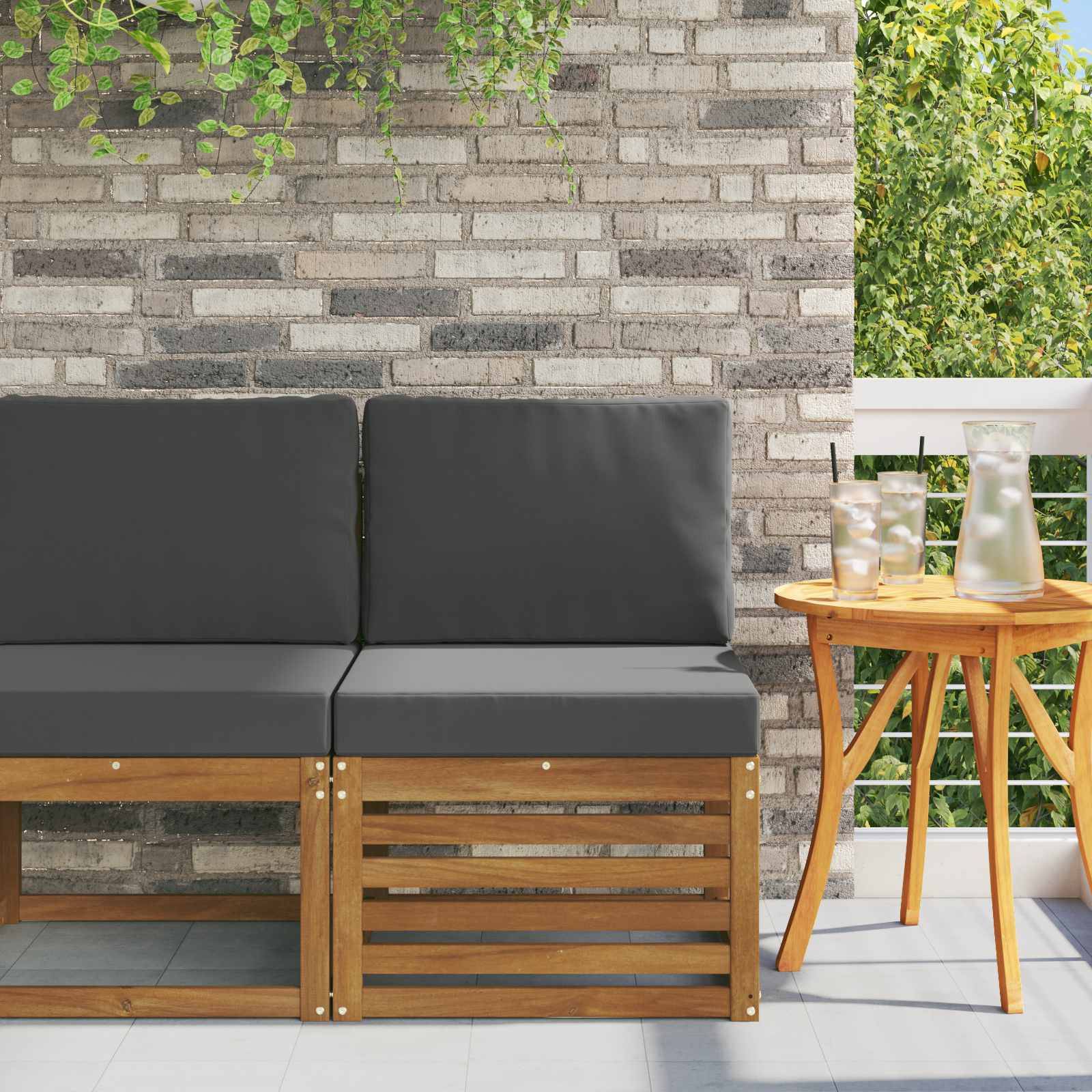 vidaXL Outdoor Mittelsofa Massivholz Akazie Natur