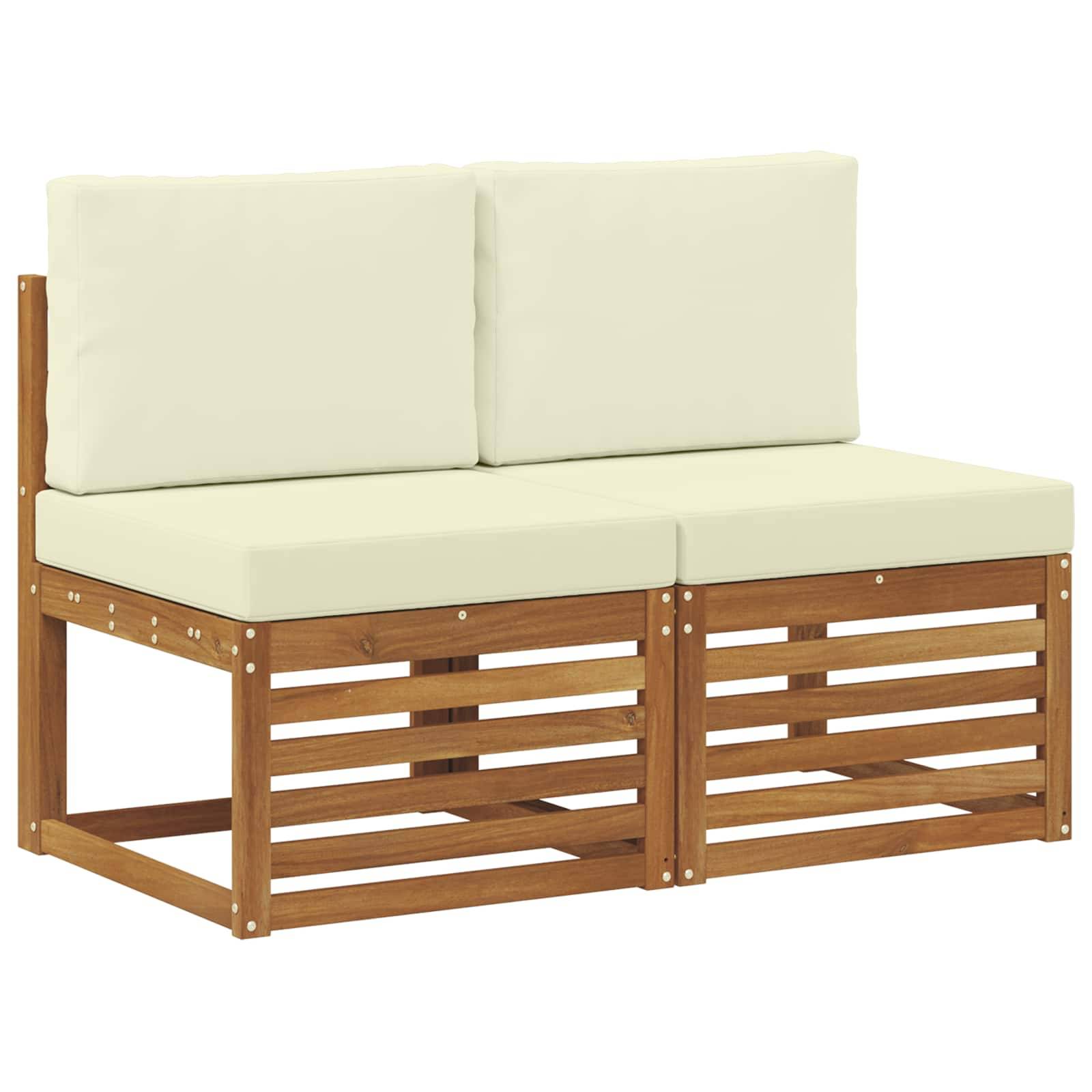 vidaXL 2 Stück Outdoor Mittelsofa Massivholz Akazie Natur