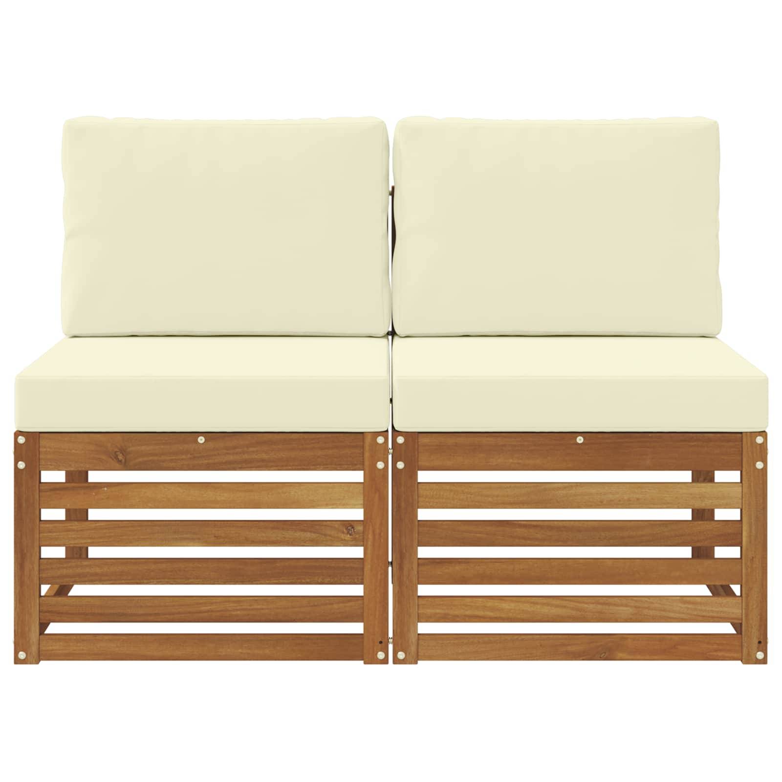 vidaXL 2 Stück Outdoor Mittelsofa Massivholz Akazie Natur