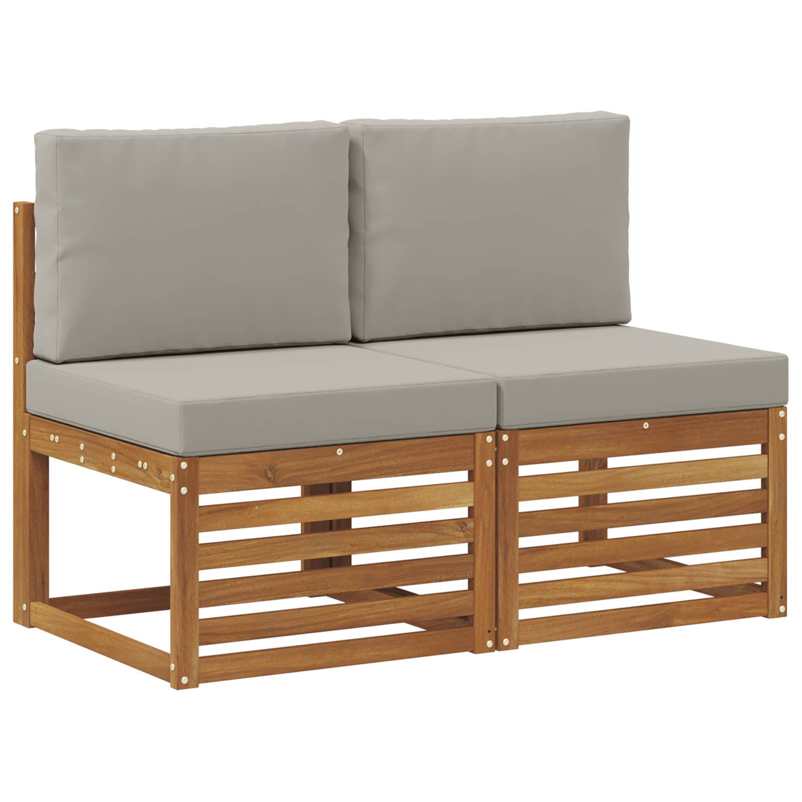 vidaXL 2 Stück Outdoor Mittelsofa Massivholz Akazie Natur
