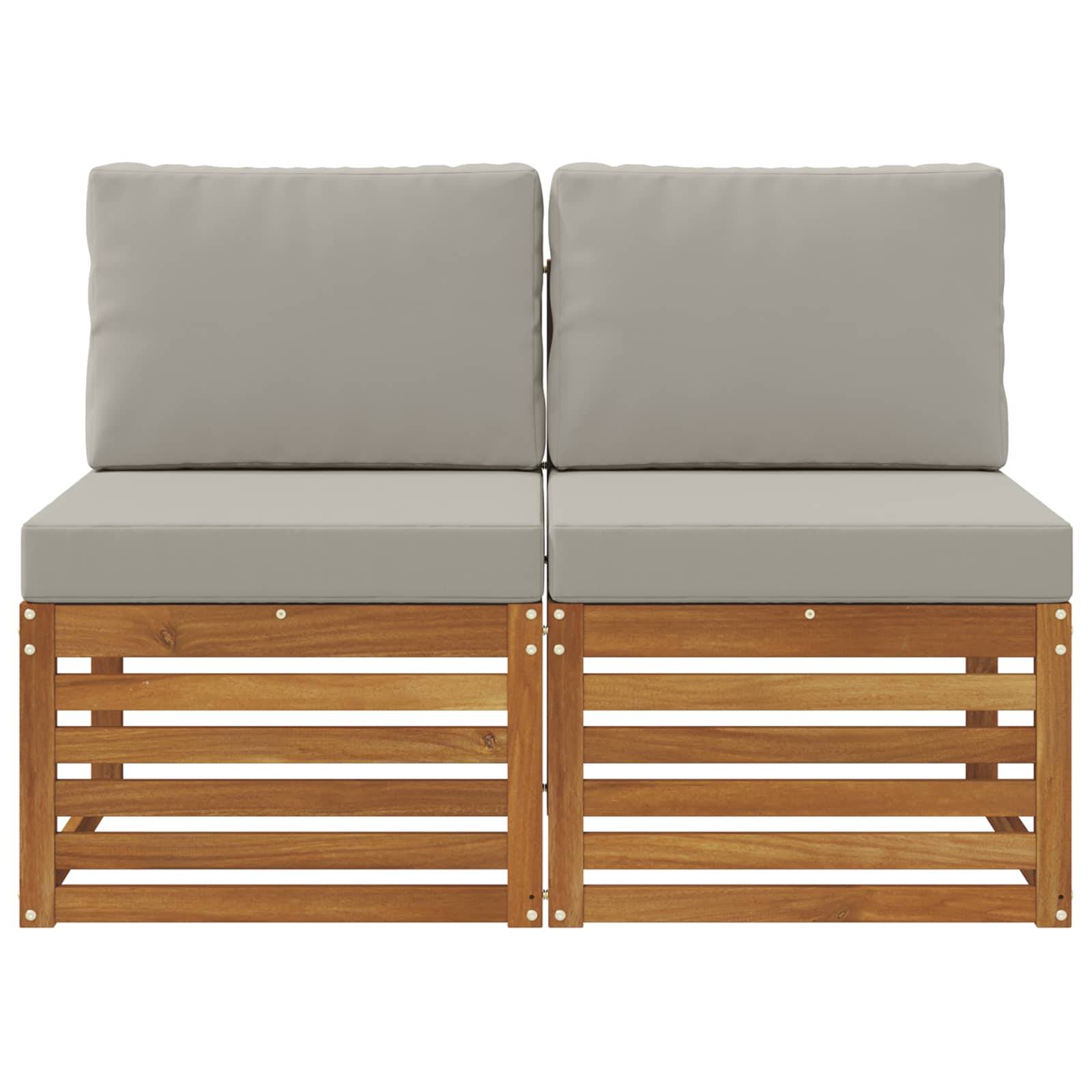 vidaXL 2 Stück Outdoor Mittelsofa Massivholz Akazie Natur