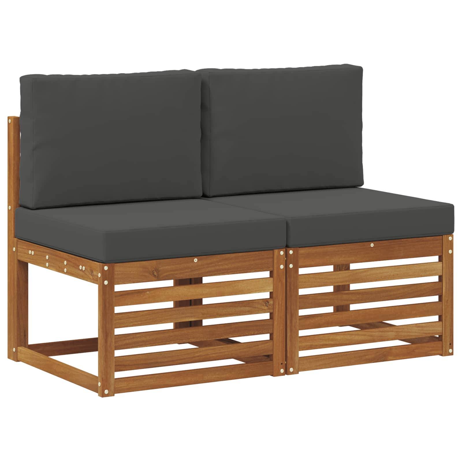 vidaXL 2 Stück Outdoor Mittelsofa Massivholz Akazie Natur