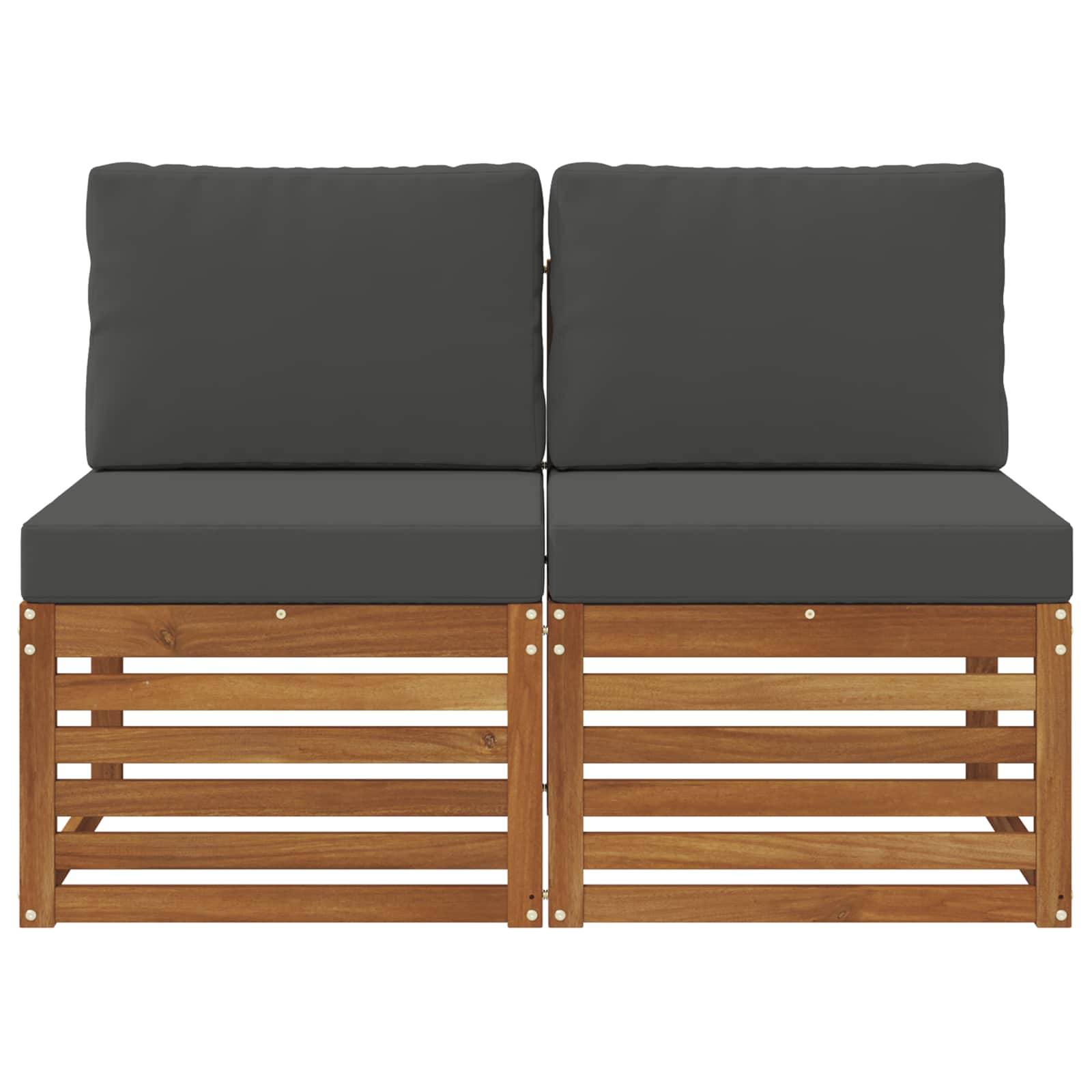vidaXL 2 Stück Outdoor Mittelsofa Massivholz Akazie Natur