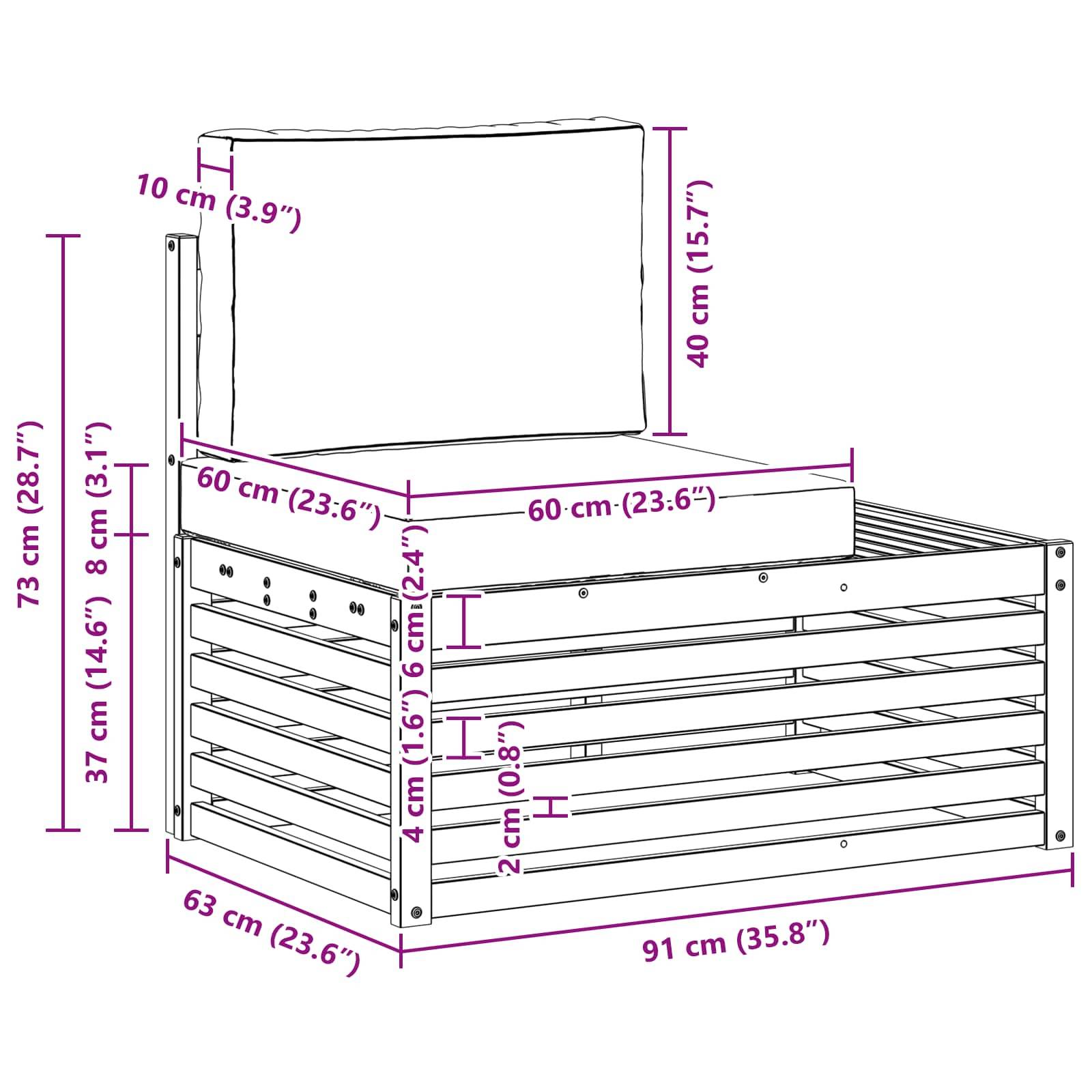 vidaXL Ecksofa-Einheiten für draußen Weiß und Creme 91 x 63 x 73 cm