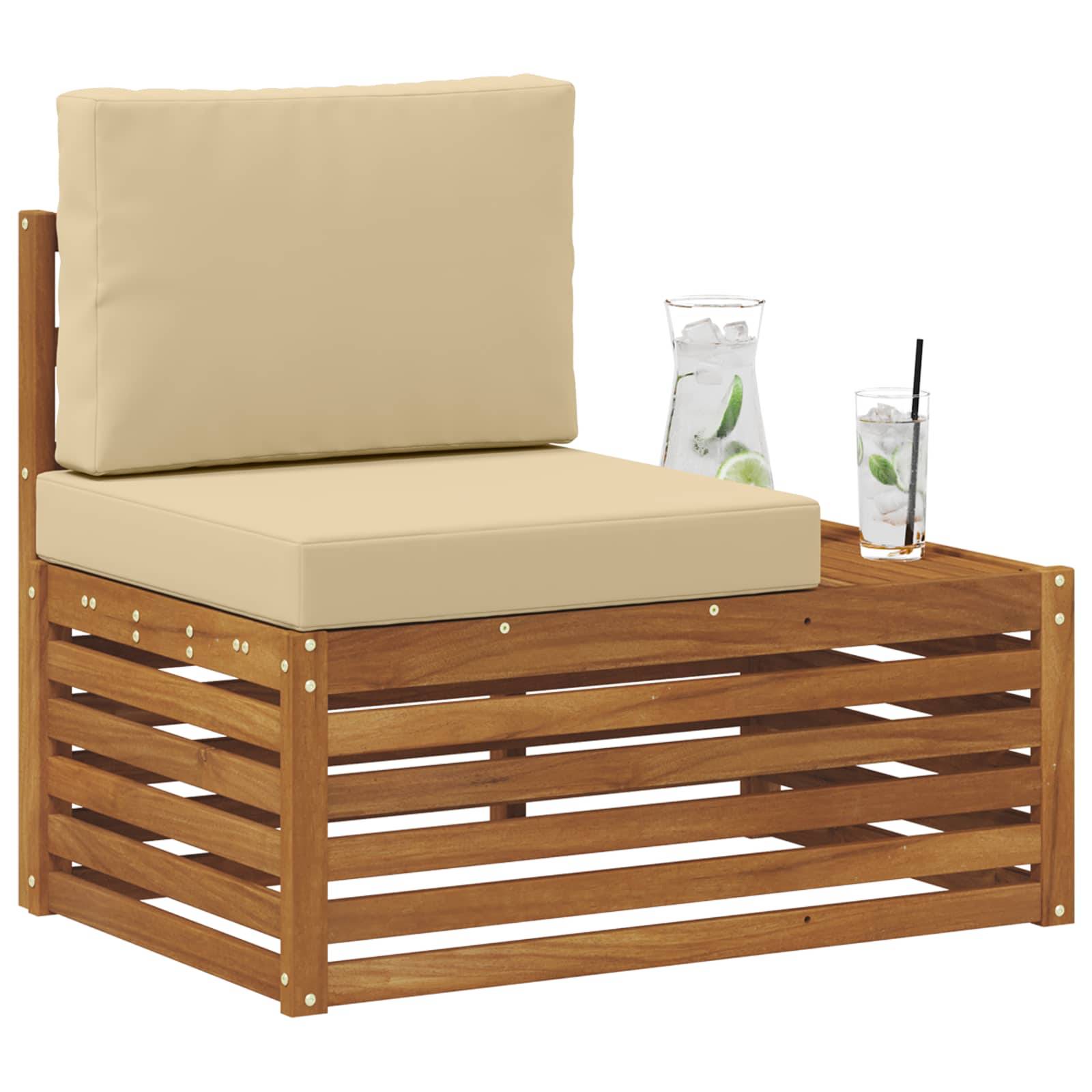 vidaXL Outdoor Endsofa Natur 91 x 63 x 73 cm Massivholz Akazie