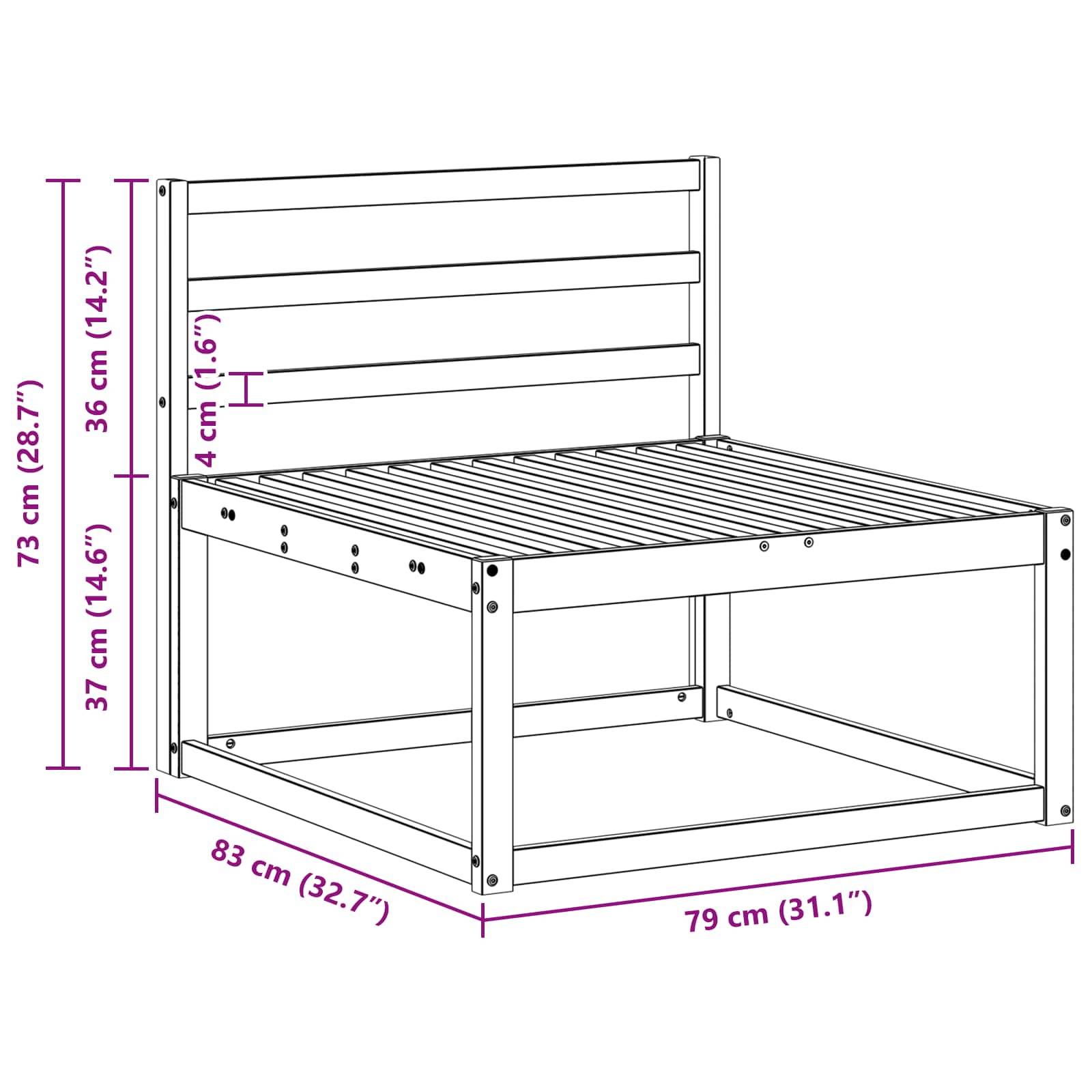 vidaXL Outdoor Mittelsofa Weiß 79 x 83 x 73 cm