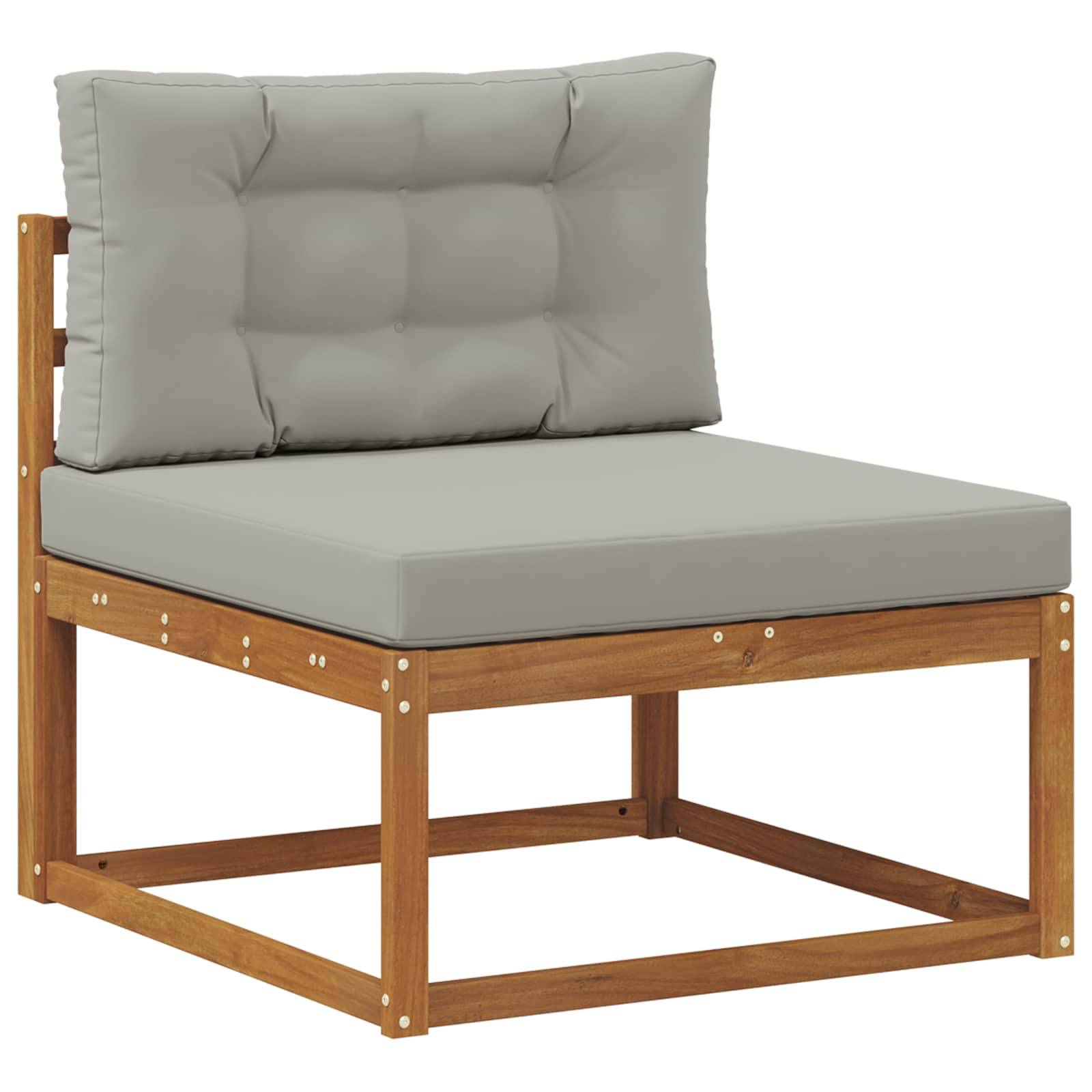 vidaXL Outdoor-Sofagarnitur mit Kissen 10 pcs Natürlich und Hellgrau