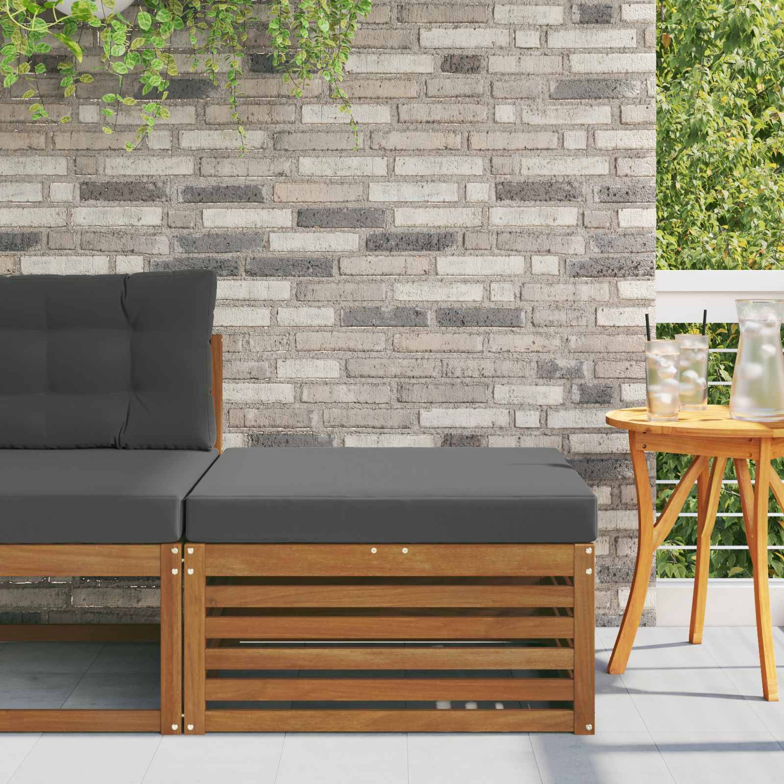 vidaXL Outdoor-Fußhocker Massivholz Akazie Natur