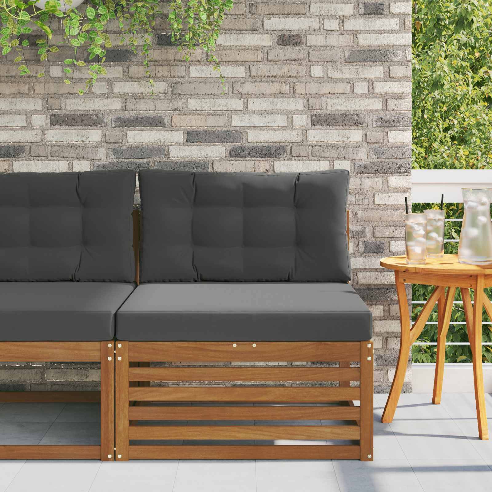 vidaXL Outdoor Mittelsofa Massivholz Akazie Natur
