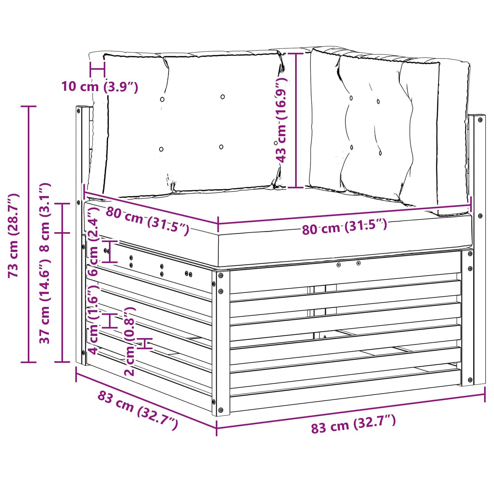 vidaXL Outdoor Ecksofa Massivholz Akazie Natur