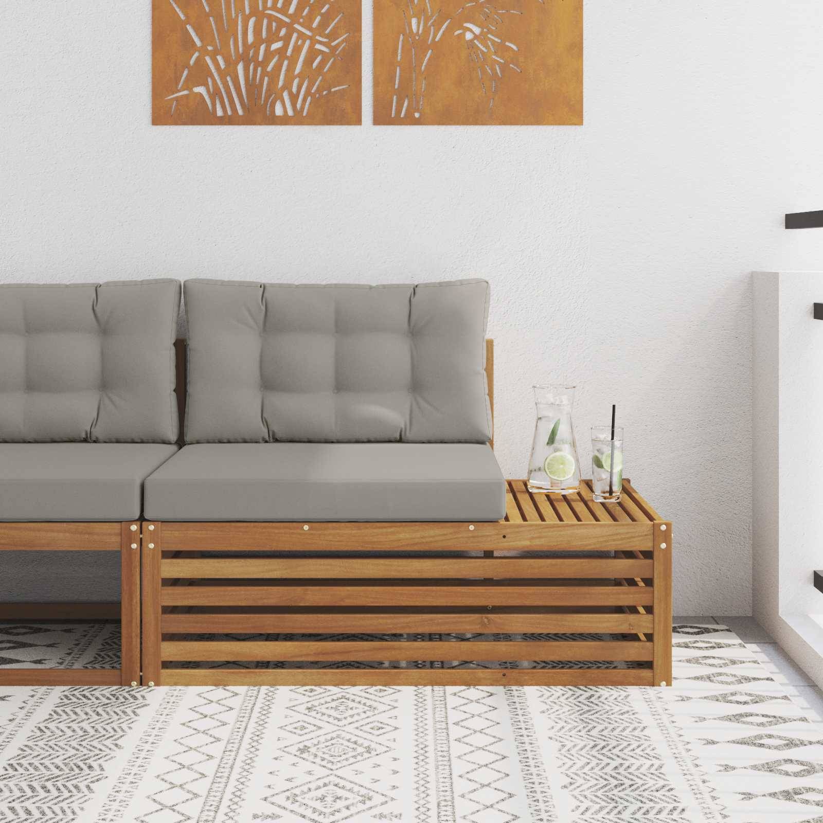 vidaXL Outdoor Endsofa 3 Stück Natürlich und Hellgrau 115 x 83 x 73 cm