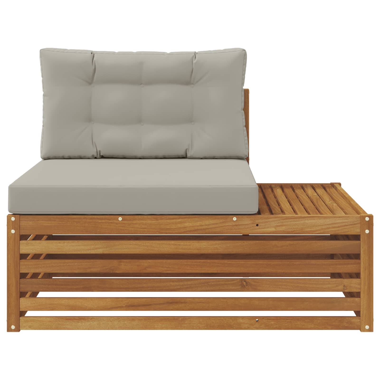vidaXL Outdoor Endsofa 3 Stück Natürlich und Hellgrau 115 x 83 x 73 cm